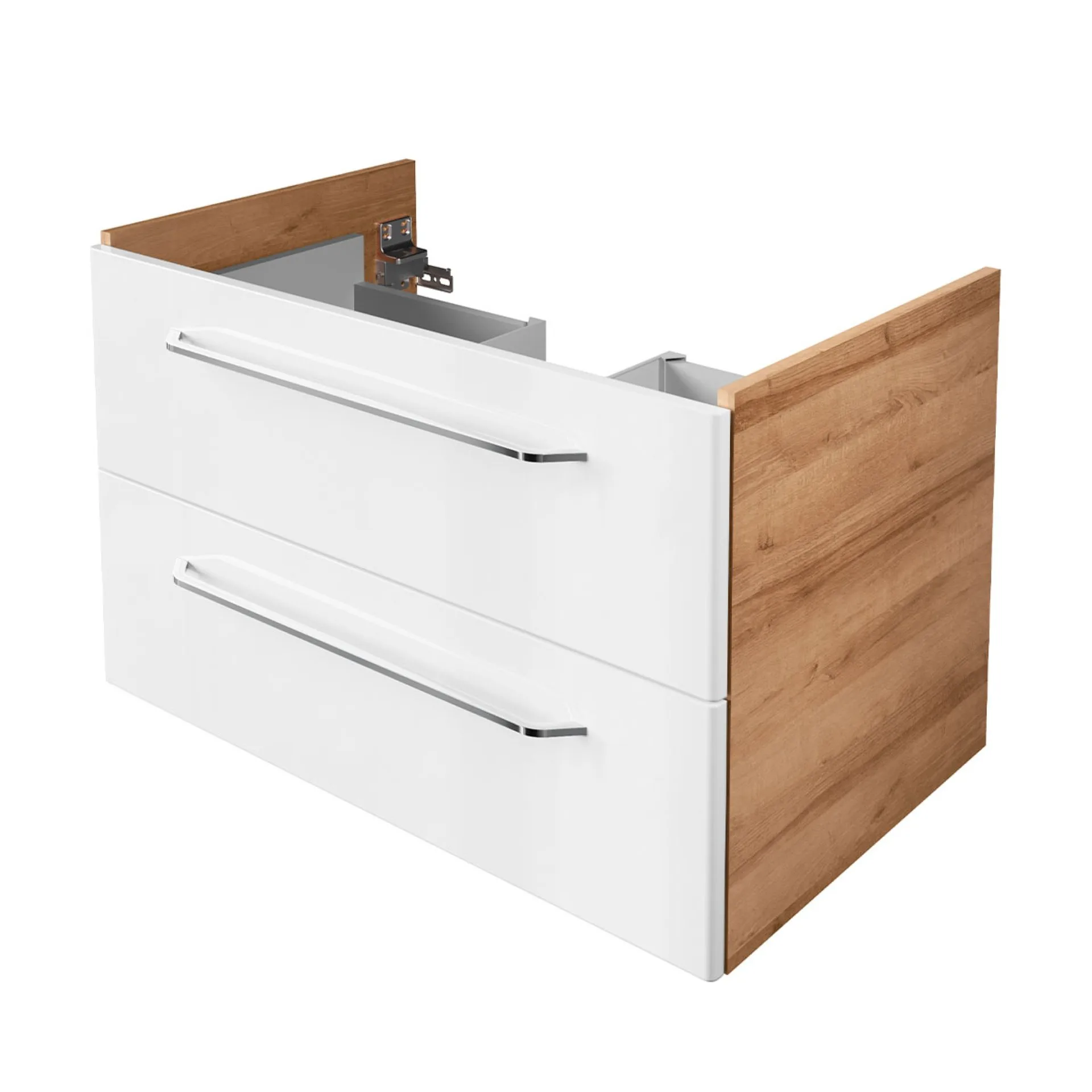 FACKELMANN MILANO Waschbeckenunterschrank 80 cm breit, Weiß/Braun hell