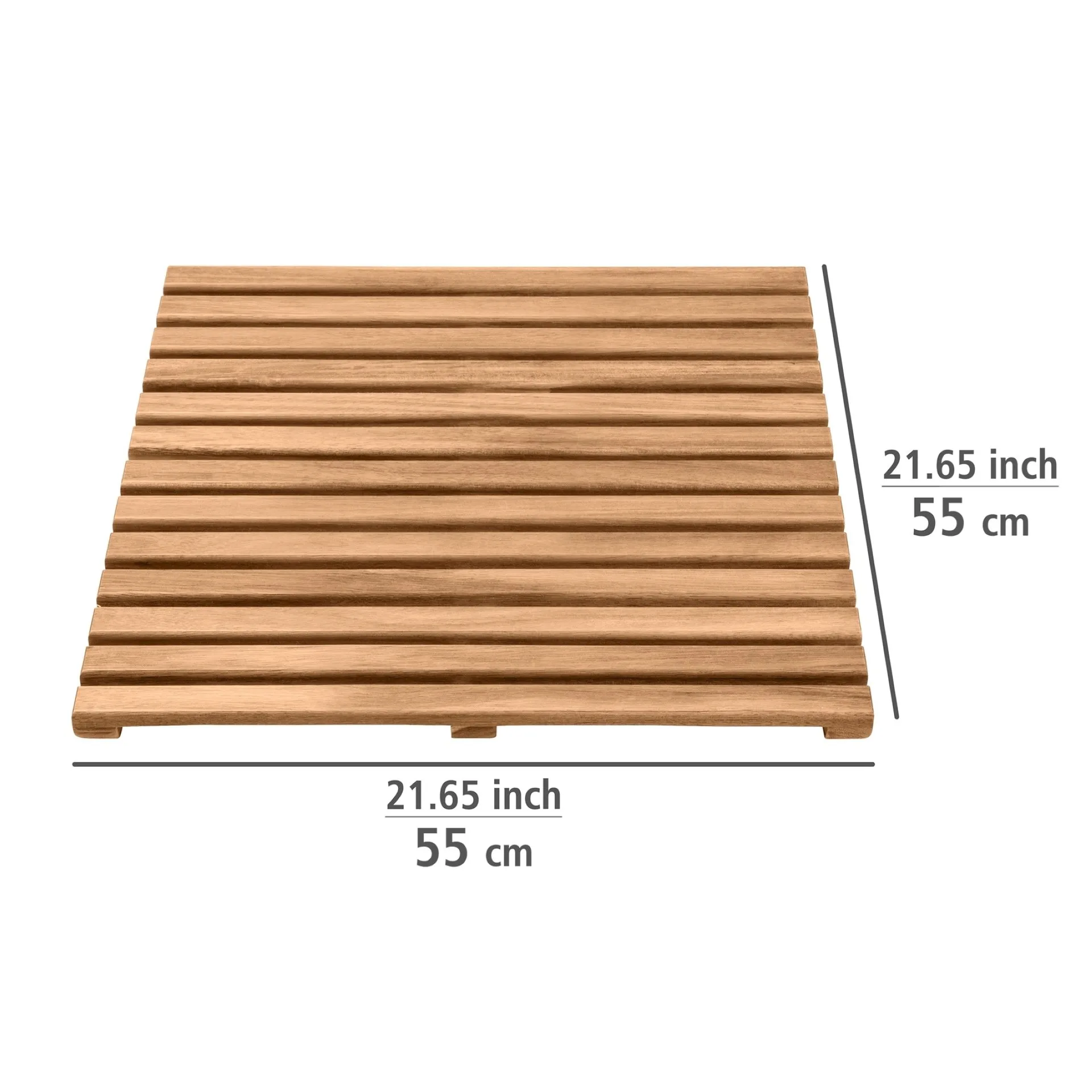 WENKO ACACIA Badematte 55 x 55 cm, Braun, aus Akazienholz