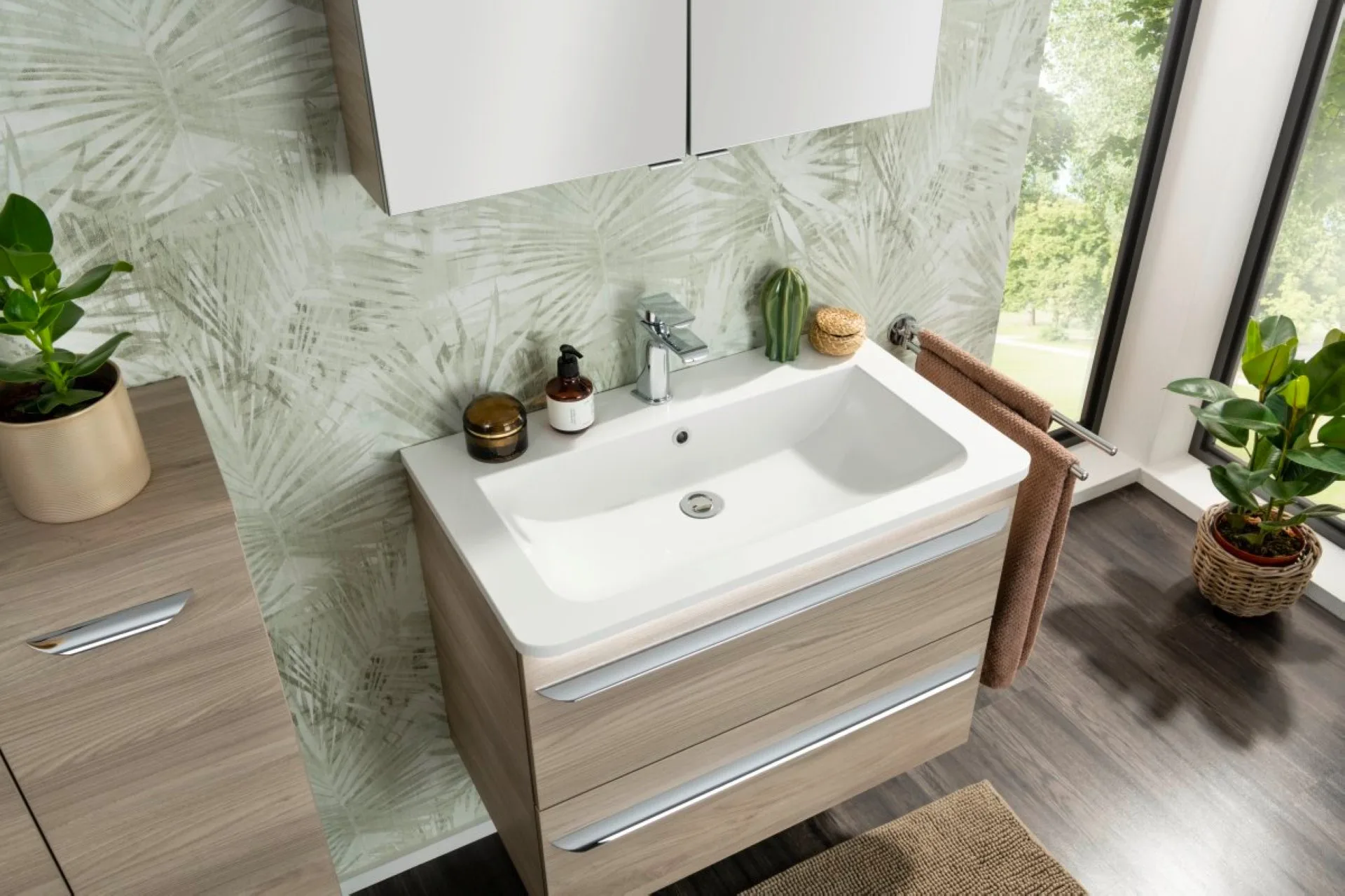 FACKELMANN LUXOR Waschbecken 80 cm breit, Weiß, Gussmarmor