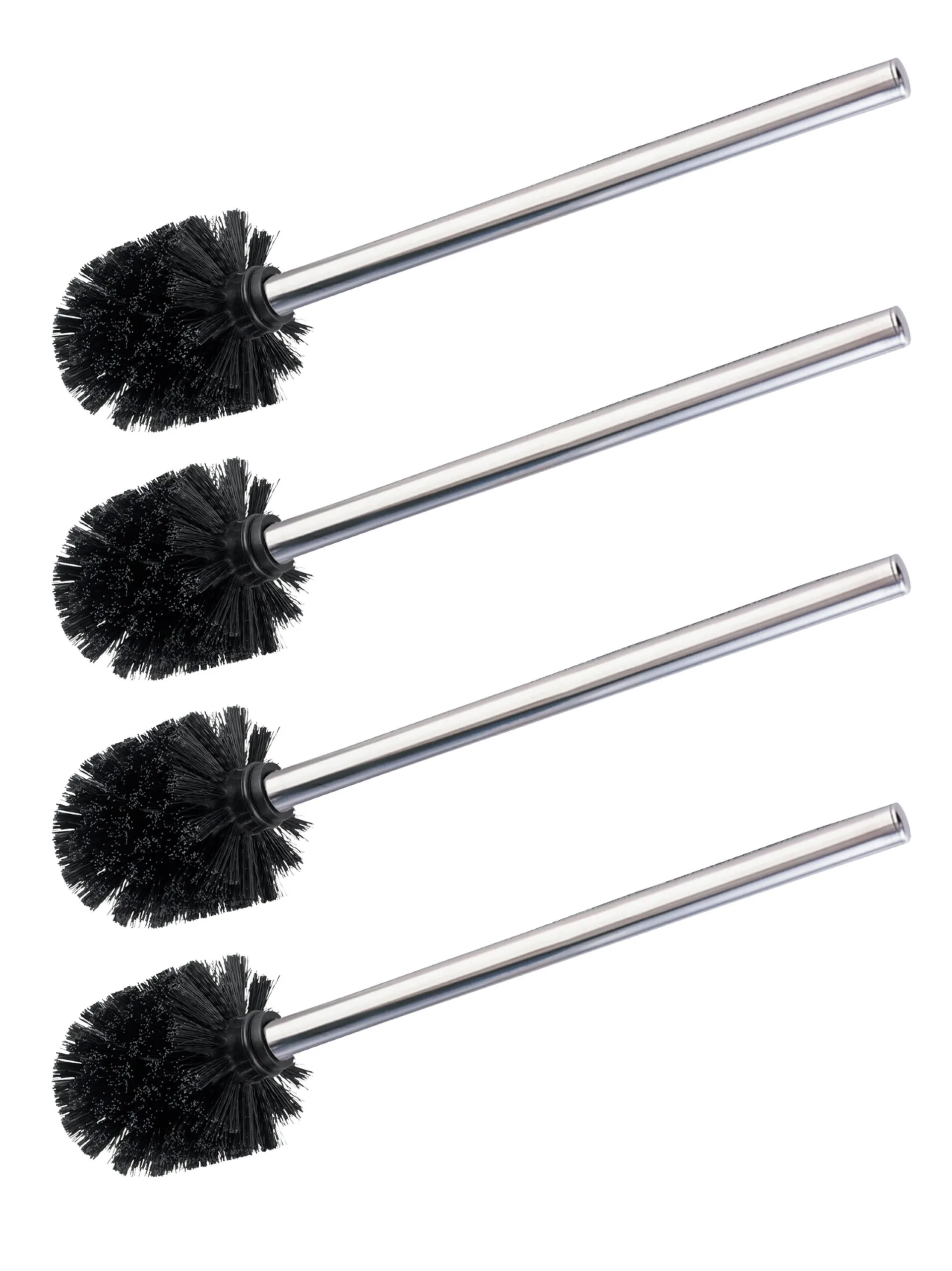 WENKO Toilettenbürste Ø 8 cm, 4er Set, Schwarz/Silber, Edelstahlstiel
