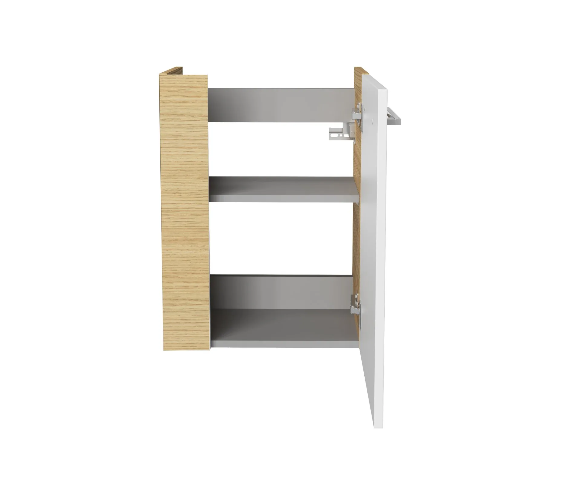 FACKELMANN SBC B.STYLE Gäste WC Waschtisch Set 45 cm breit, Braun/Weiß, Waschbecken Glas Weiß, Türanschlag rechts