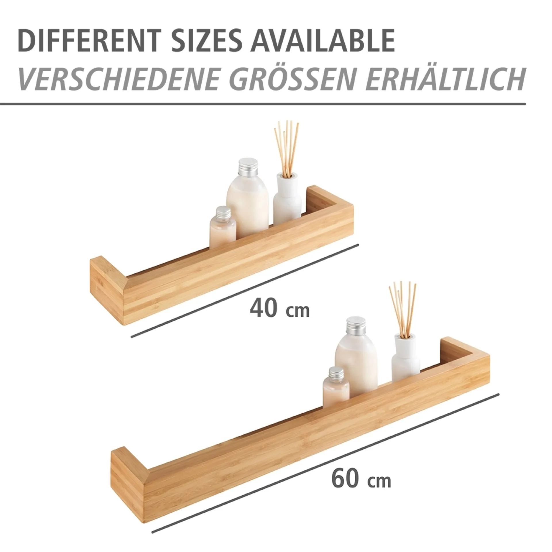 WENKO BAMBUSA Badregal 60 cm breit, Braun, aus Bambus