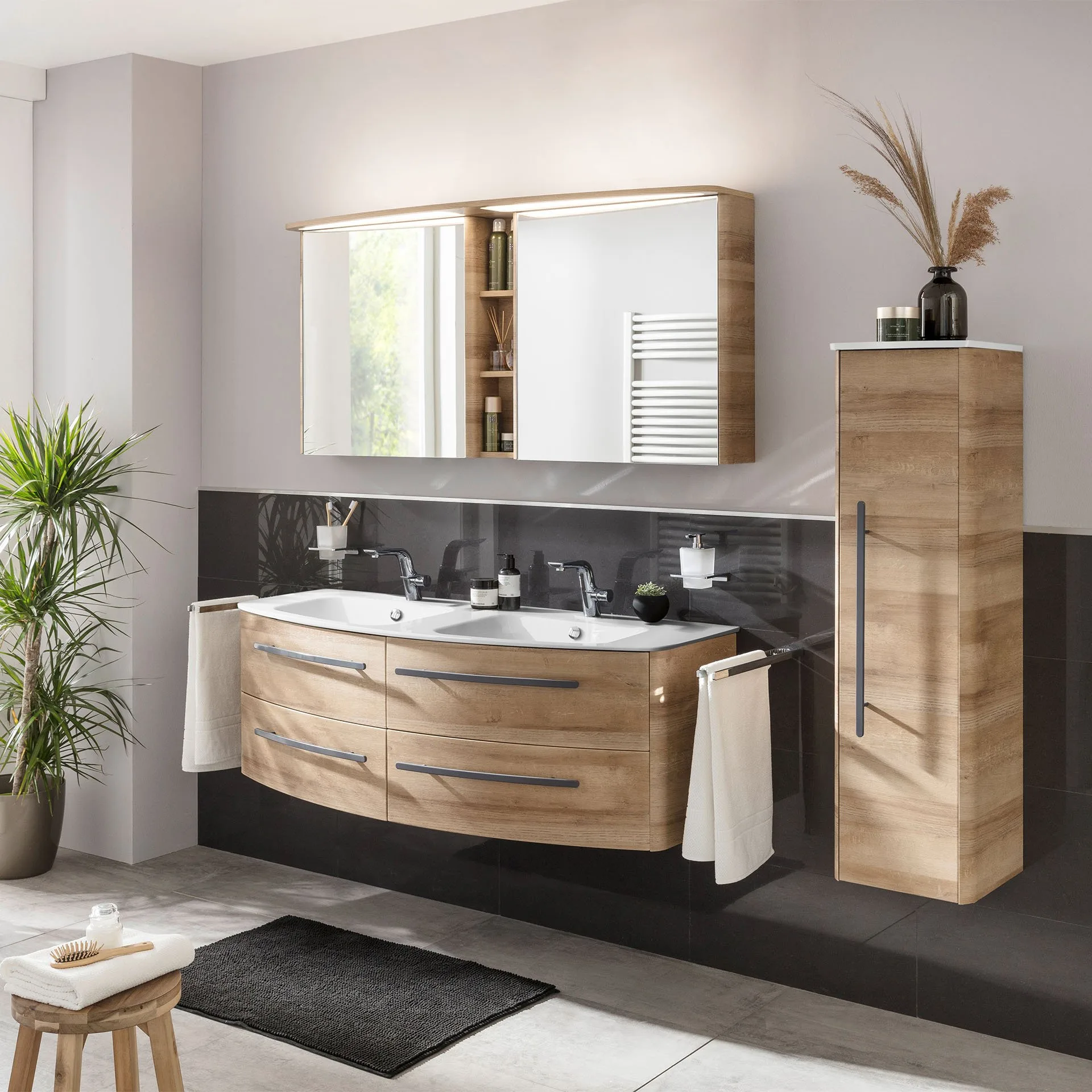 CLASSICO Doppel-Waschtisch  Mineralguss  weiß, 139 cm