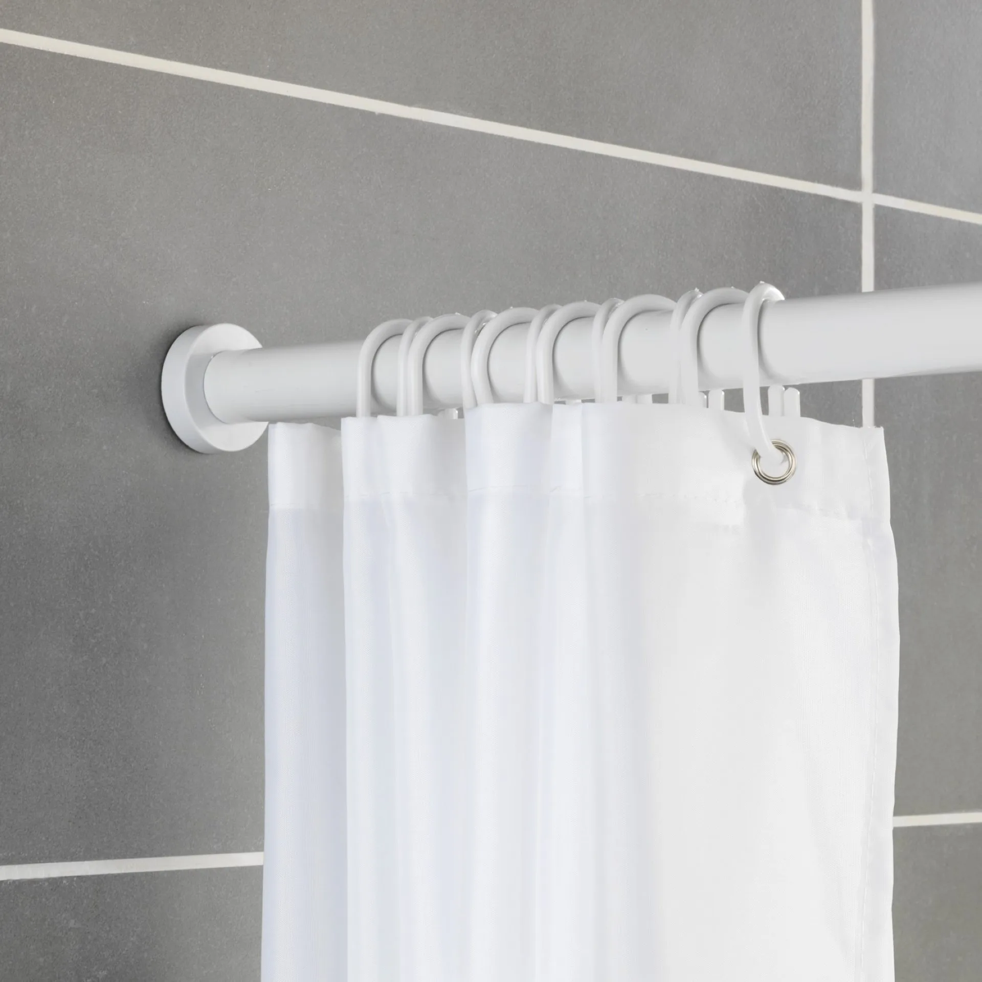 WENKO LUZ Teleskop Duschstange 110-185 cm, Weiß, Aluminium rostfrei
