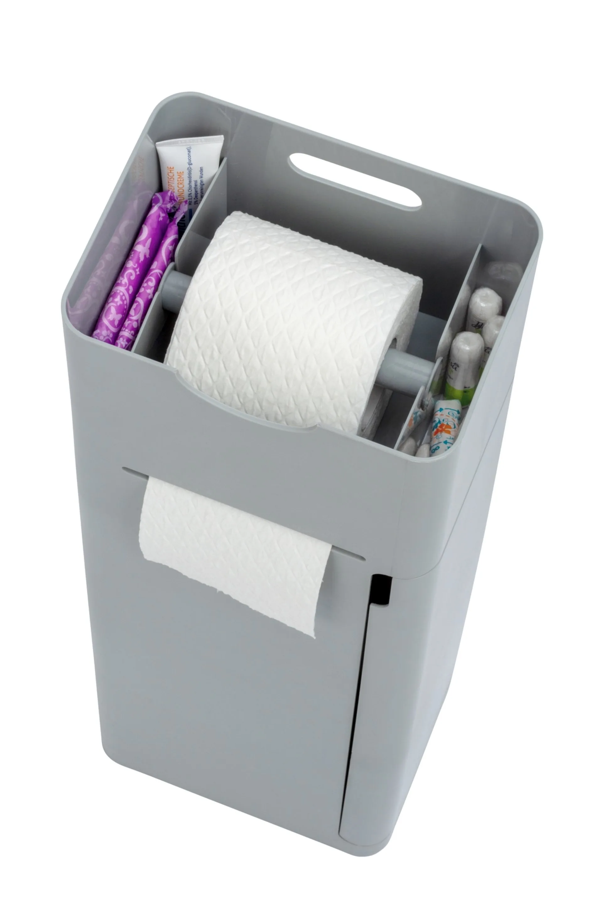 WENKO IMON WC-Garnitur, Grau, mit Toilettenpapierhalter und Ablage