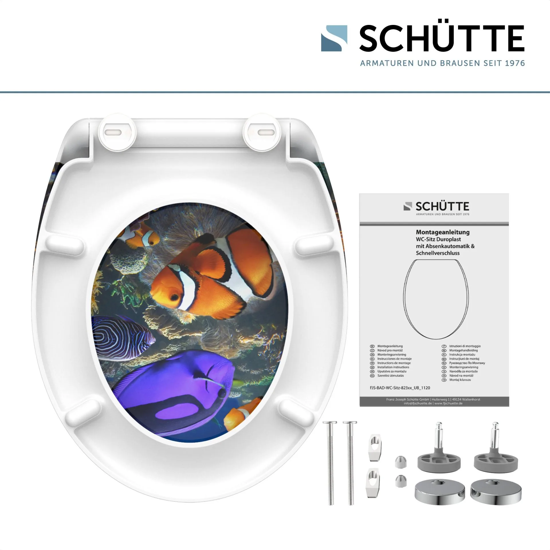 SCHÜTTE SEA LIFE WC-Sitz, Kunststoff, mit Absenkautomatik und Schnellverschluss