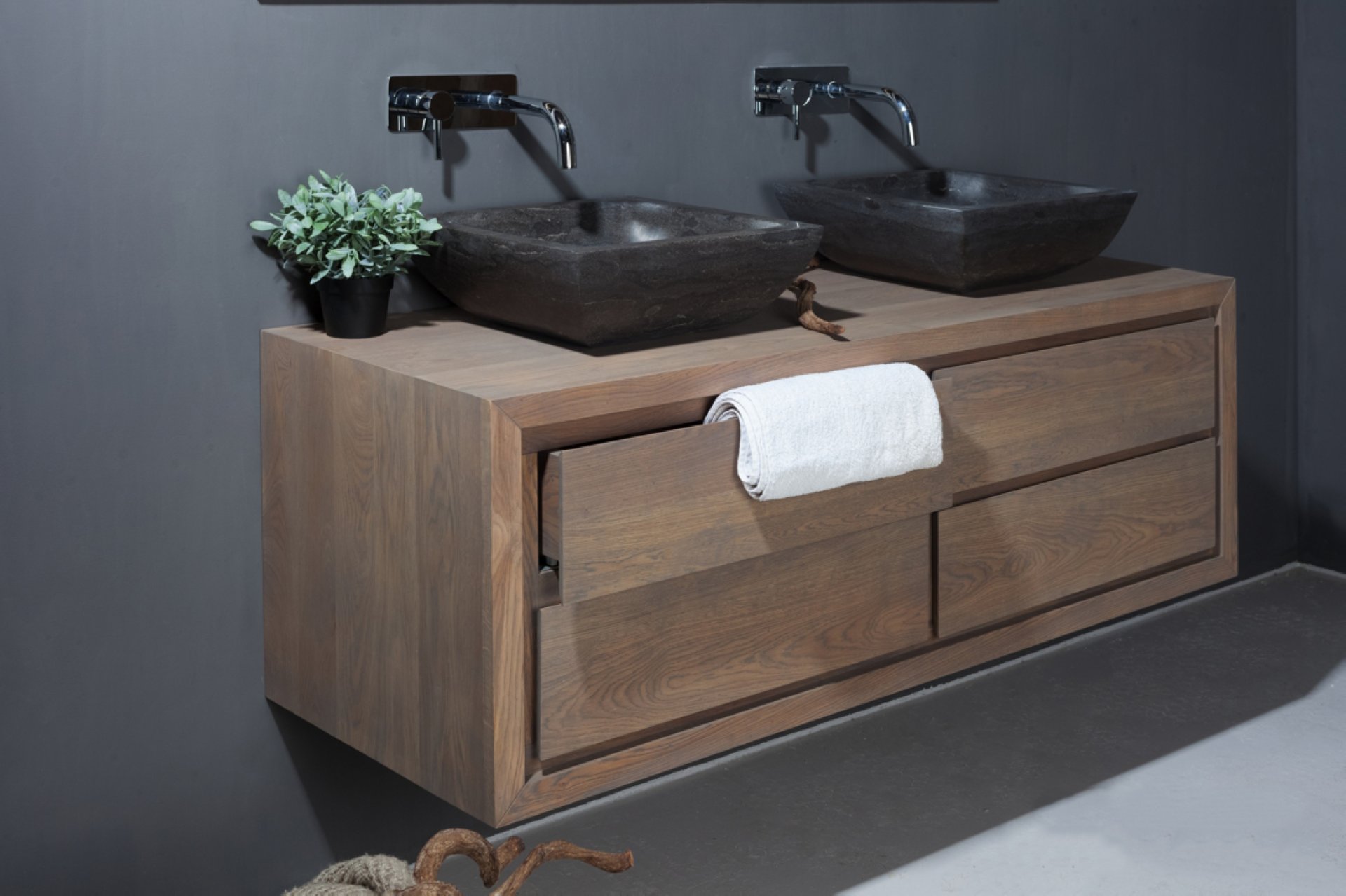 Waschbecken Naturstein SIRACUSA (40 cm) Bluestone, ohne Hahnloch, 100009