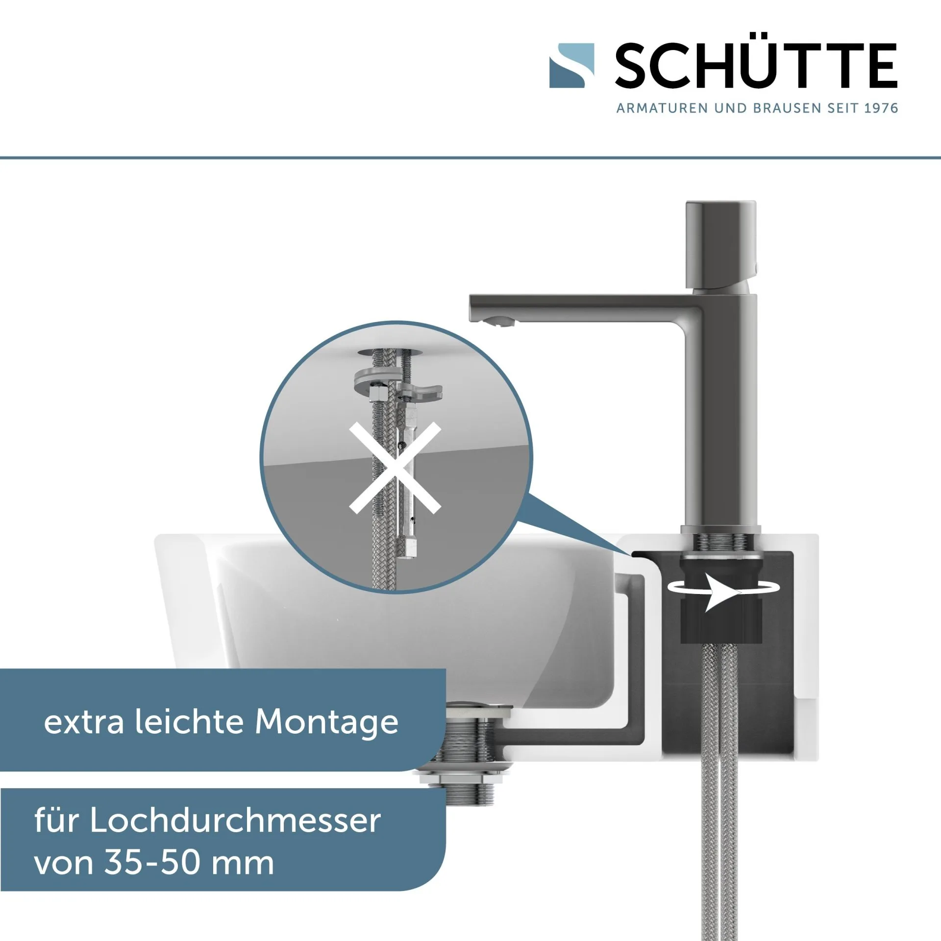 Schütte NEW YORK Waschtischarmatur, Graphit matt