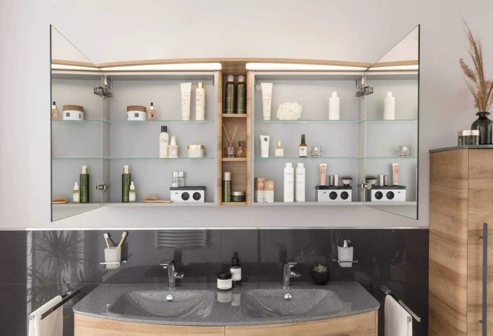 Lanzet CLASSICO Spiegelschrank 140 cm, Hellbraun