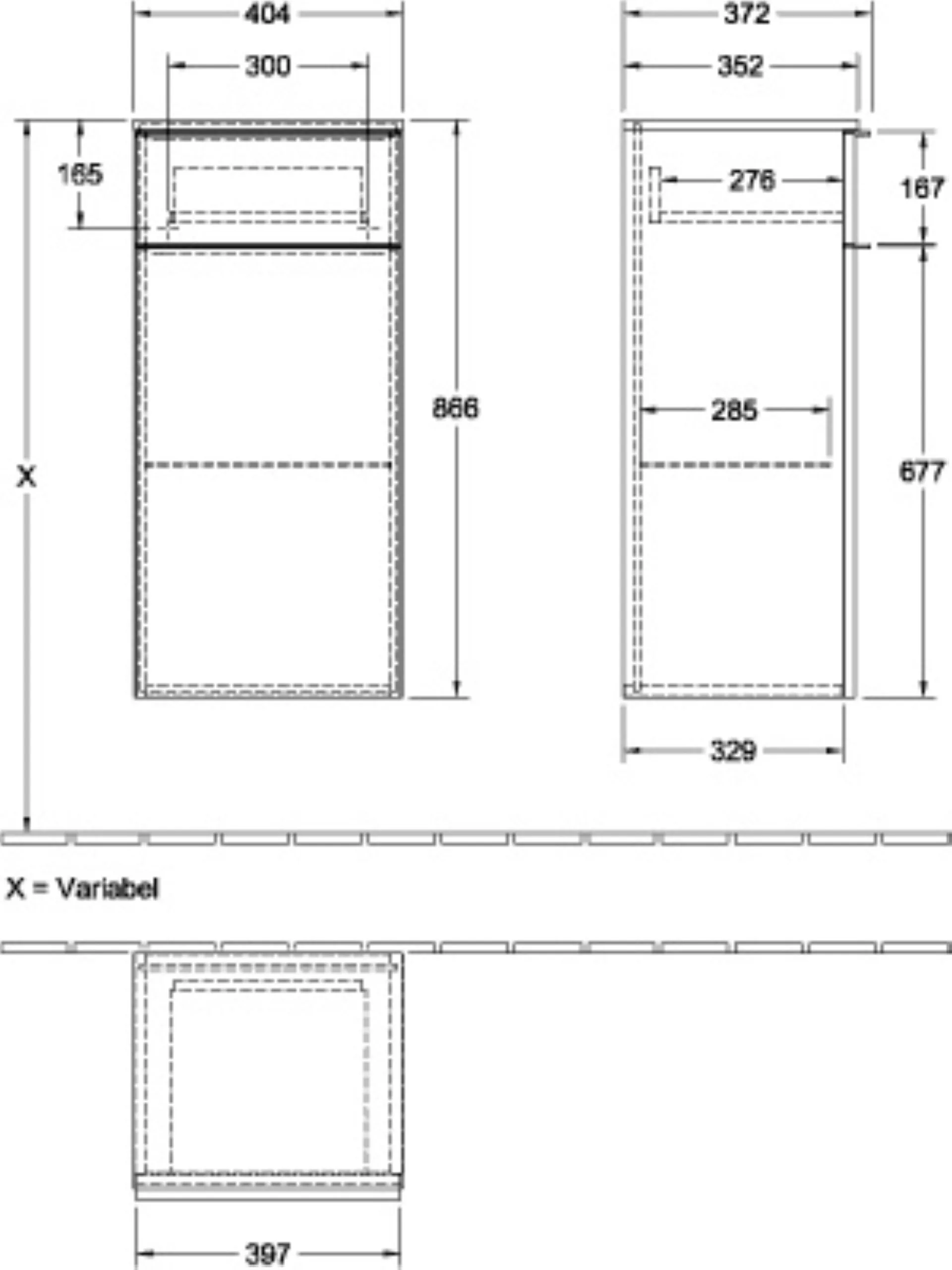 VILLEROY & BOCH VENTICELLO Seitenschrank 40 cm, Weiß, Griff Chrom, Türanschlag rechts