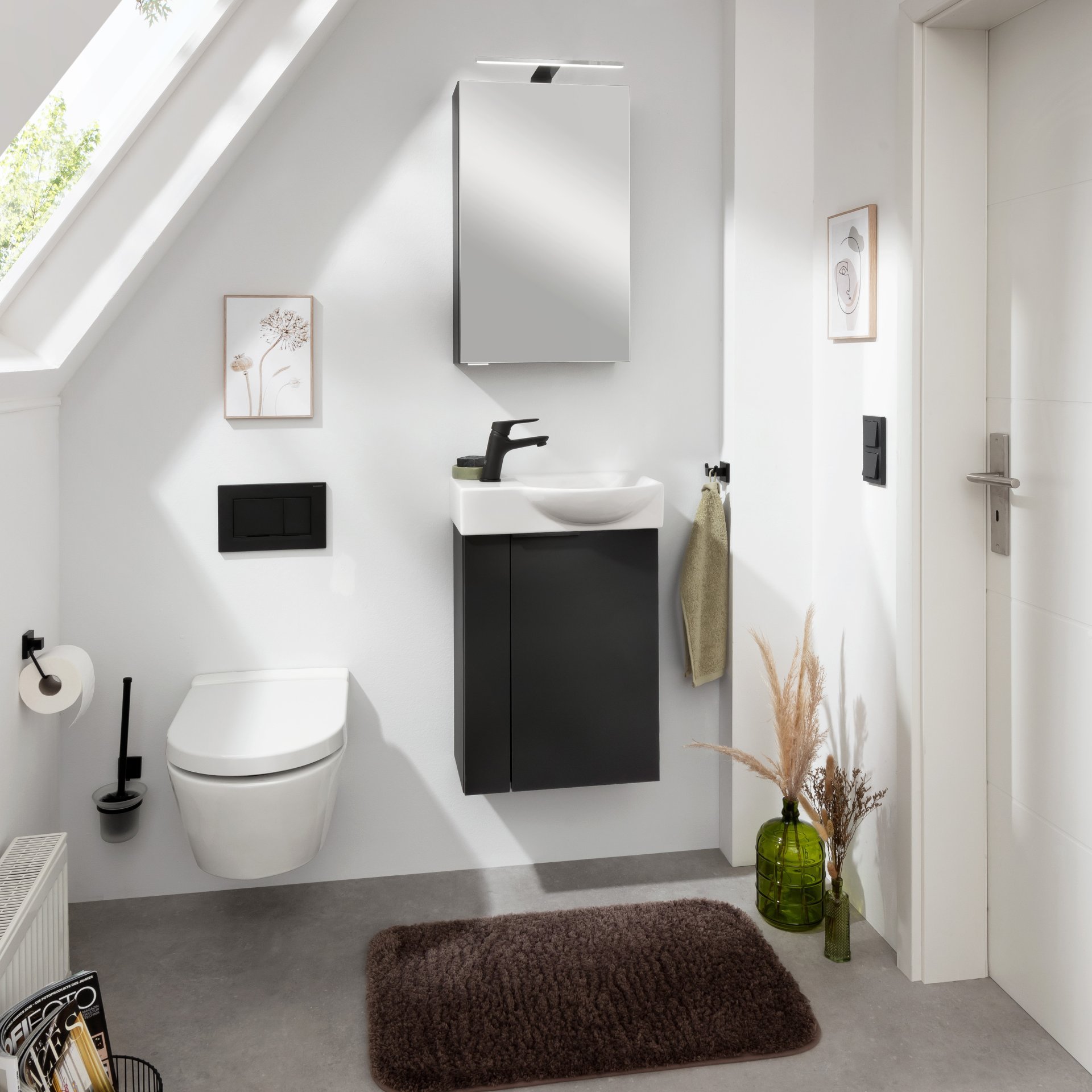 Fackelmann SBC B.PARIS Waschbeckenunterschrank 45 cm, Schwarz matt, rechts