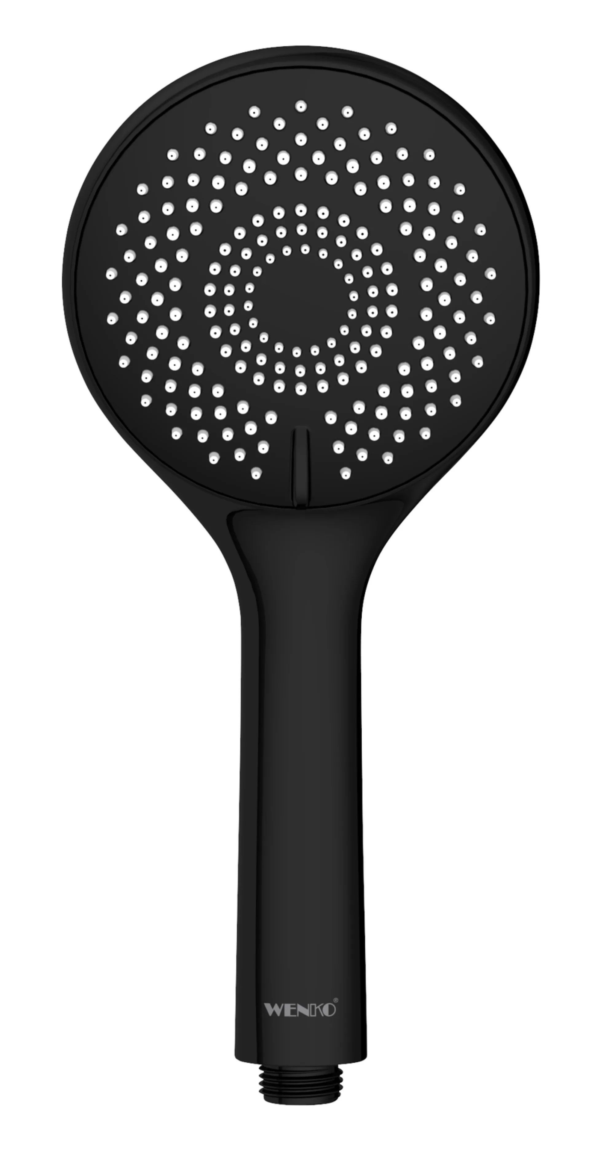 WENKO Duschkopf Ø 11 cm, Schwarz, mit Wassersparsystem, 3 verschiedene Wasserstrahlarten