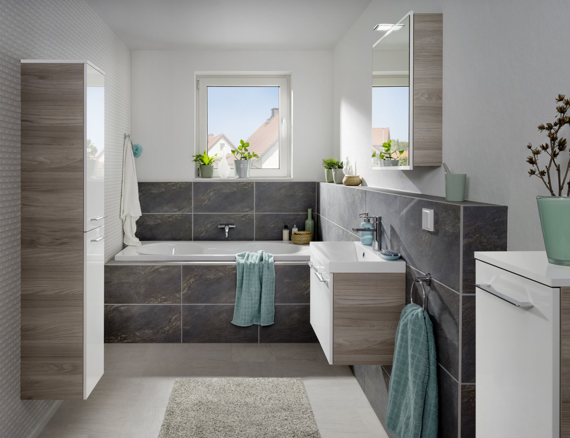 Fackelmann LIMA Waschtischunterschrank 60 cm, Braun/Weiß