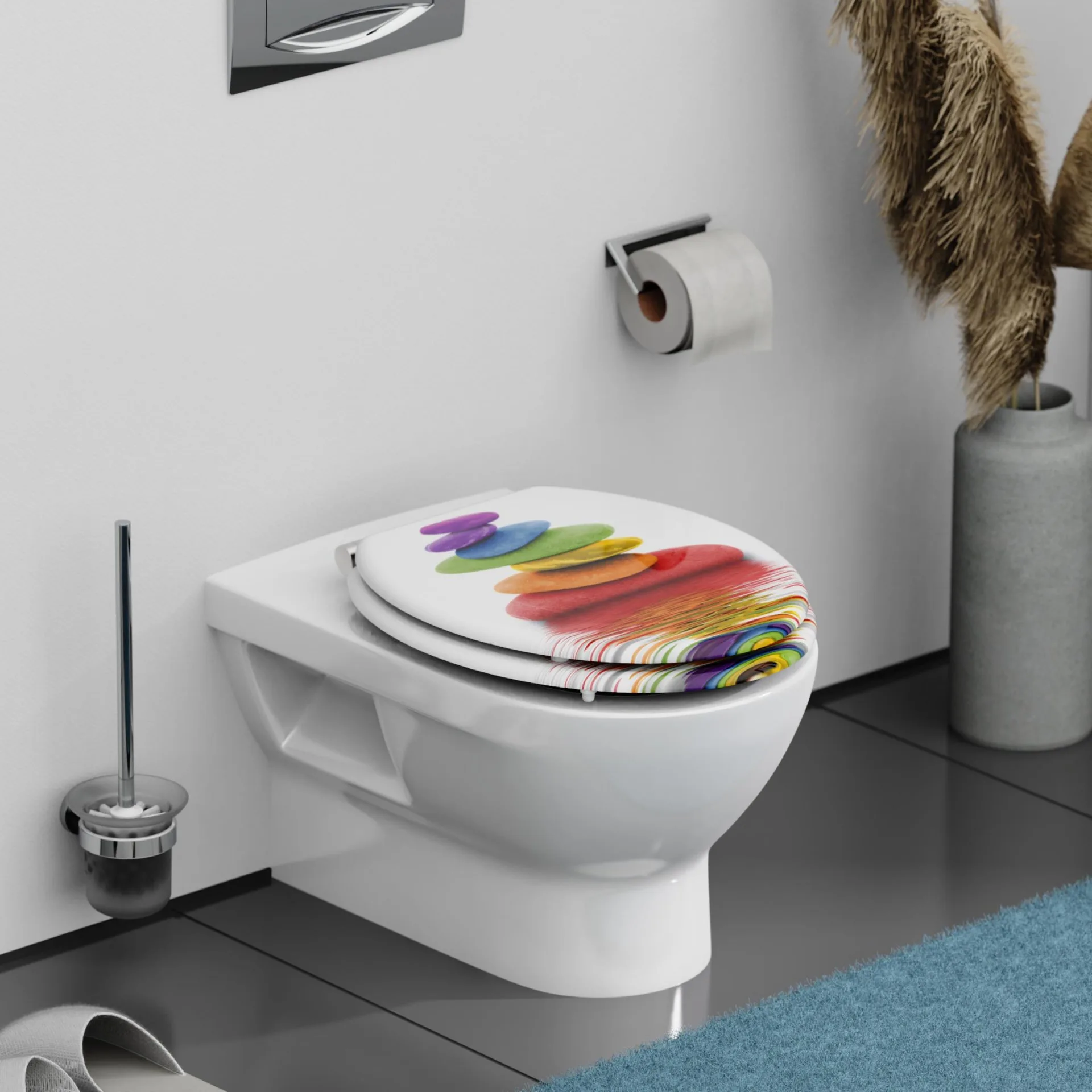 SCHÜTTE COLORFUL STONES, WC-Sitz, mit Absenkautomatik