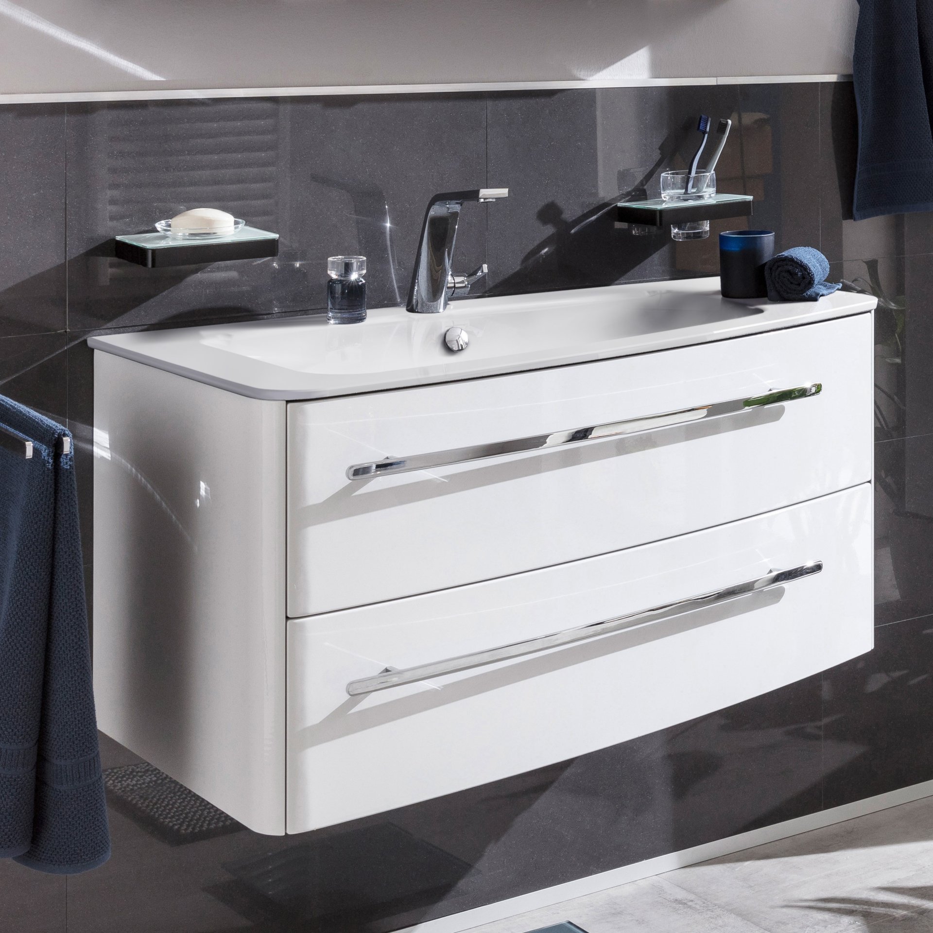 Lanzet CLASSICO Waschtischunterschrank 100 cm Weiß, rechts