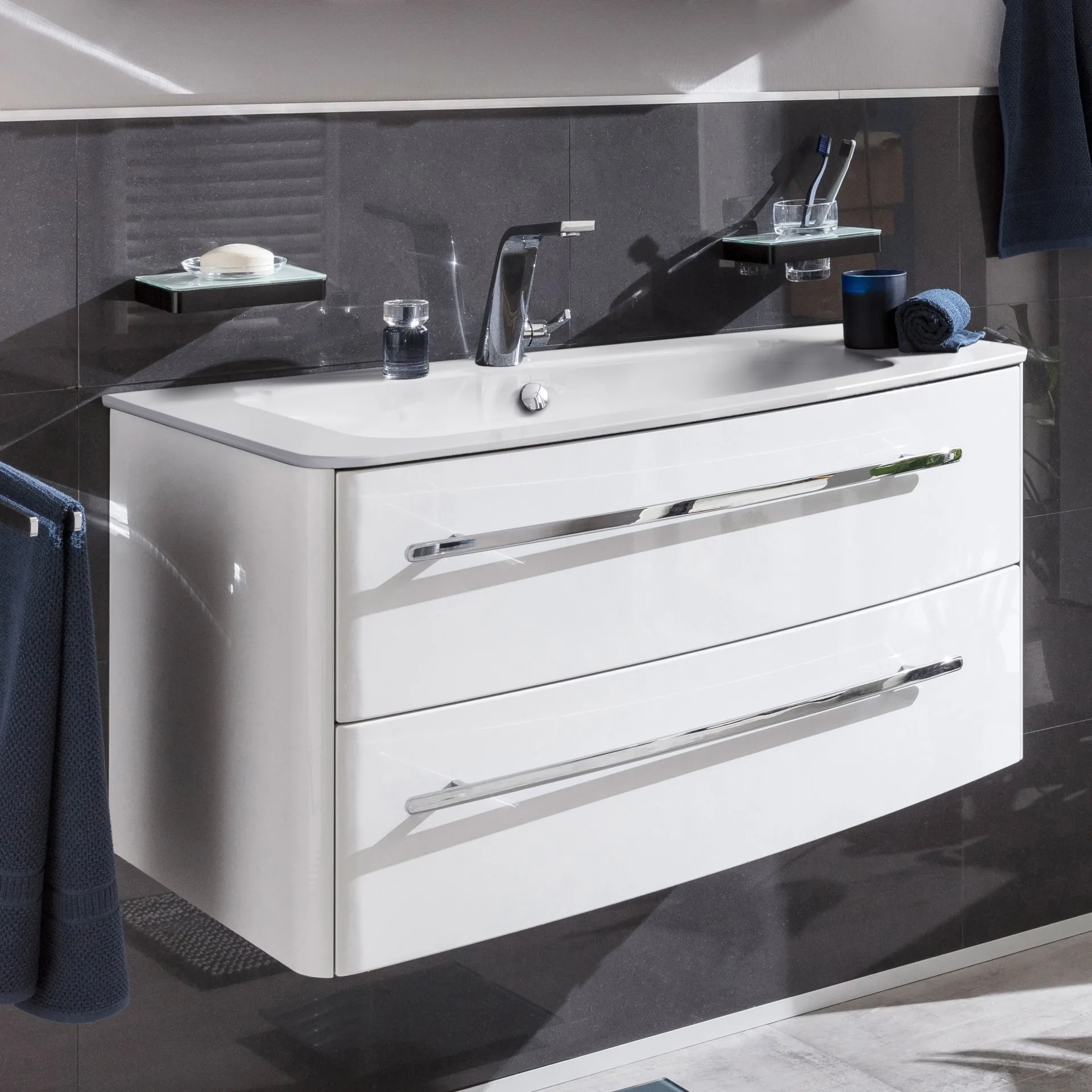 Lanzet CLASSICO Waschtischunterschrank 100 cm Weiß, rechts