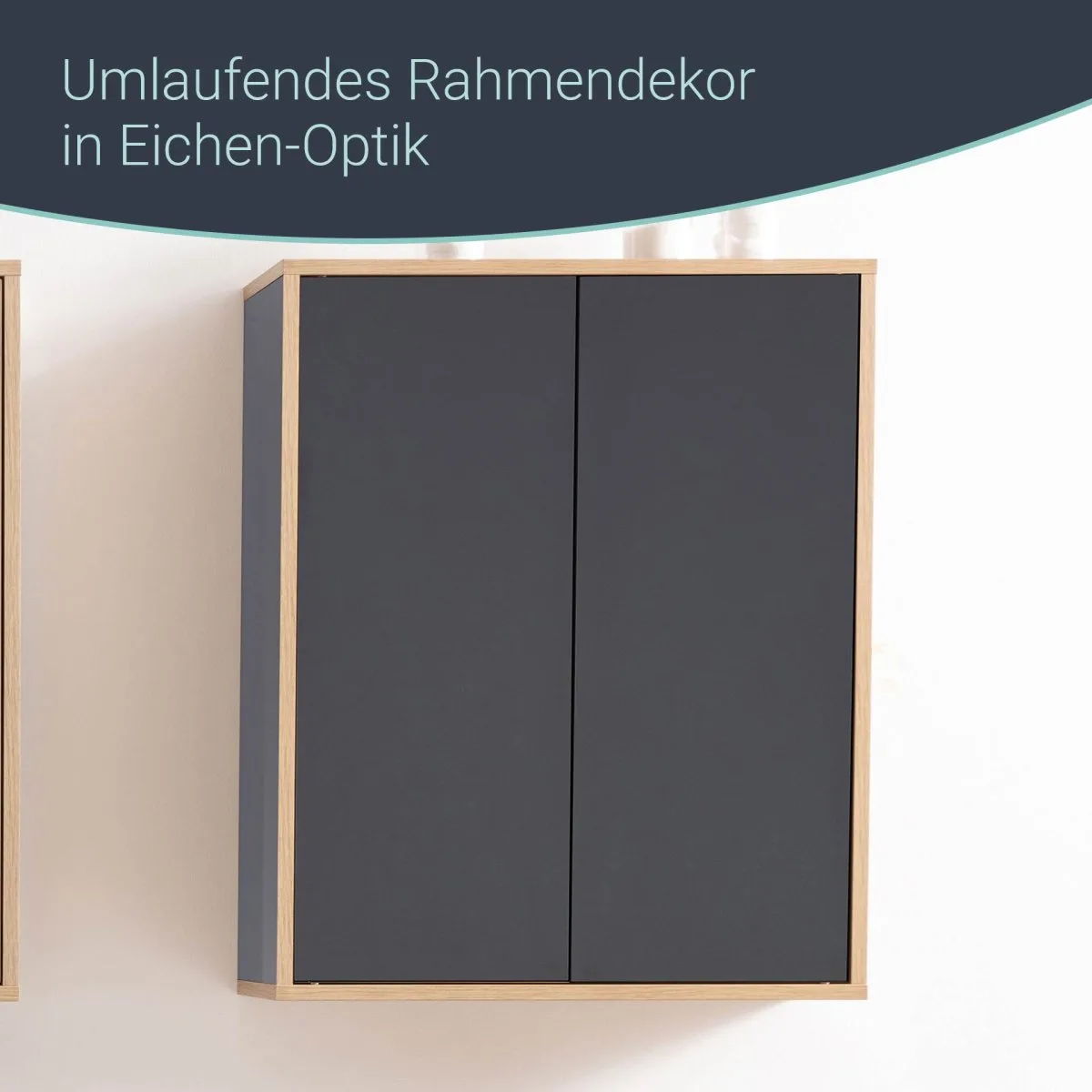 FACKELMANN FINN Doppel Hängeschrank 60 cm breit, Anthrazit/Braun hell