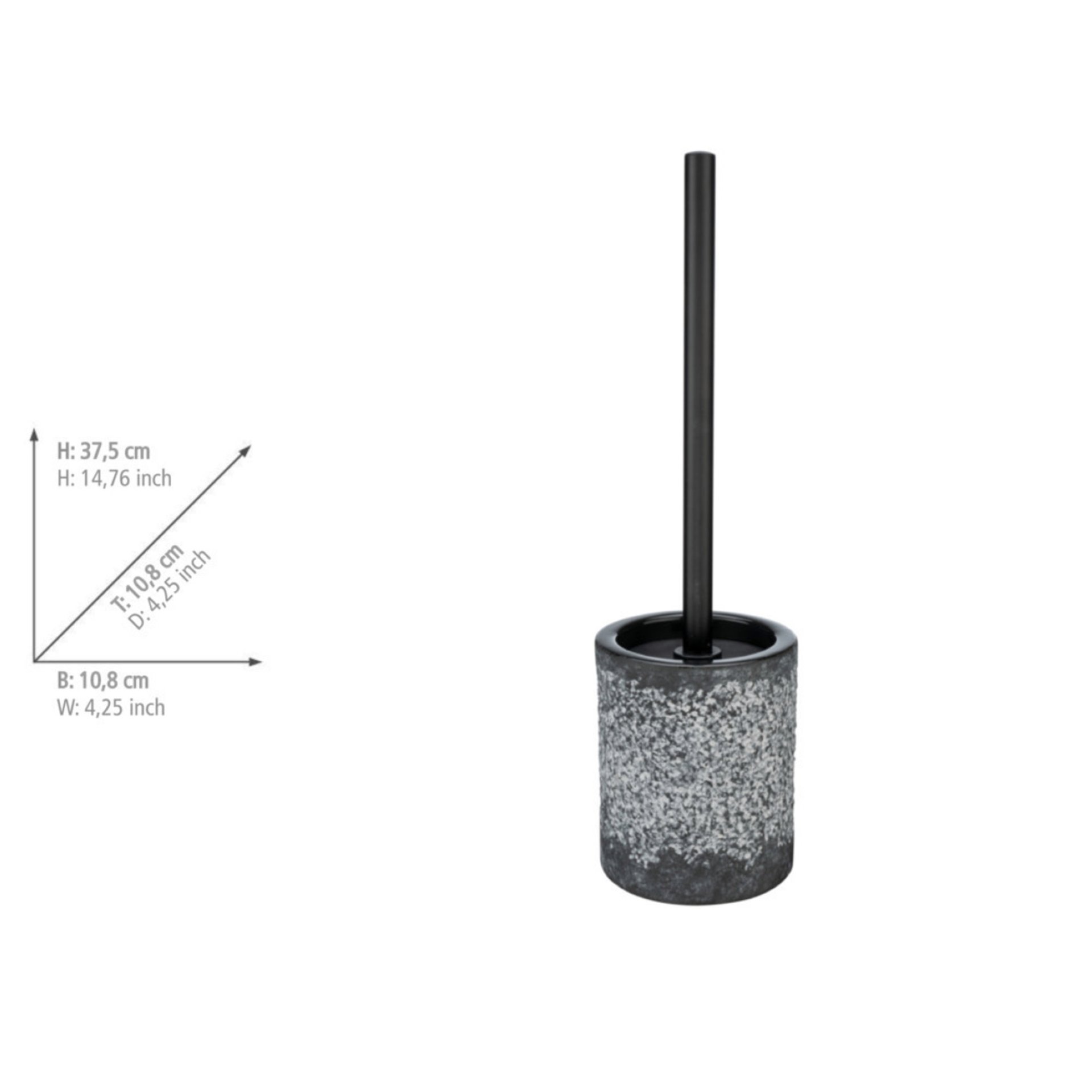 WENKO ANFO Accessoire Set, Grau, Zahnputzbecher, Seifenspender, WC-Garnitur, Keramik