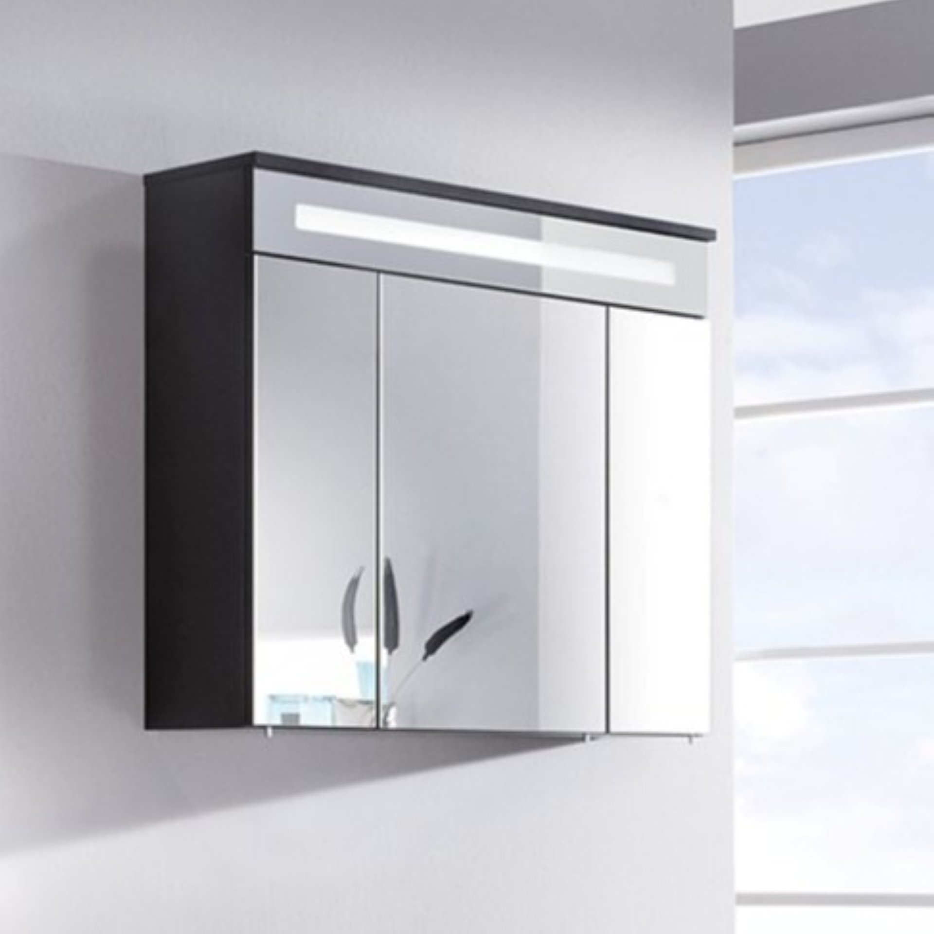 Fackelmann KARA LED Spiegelschrank 80 cm, Anthrazit