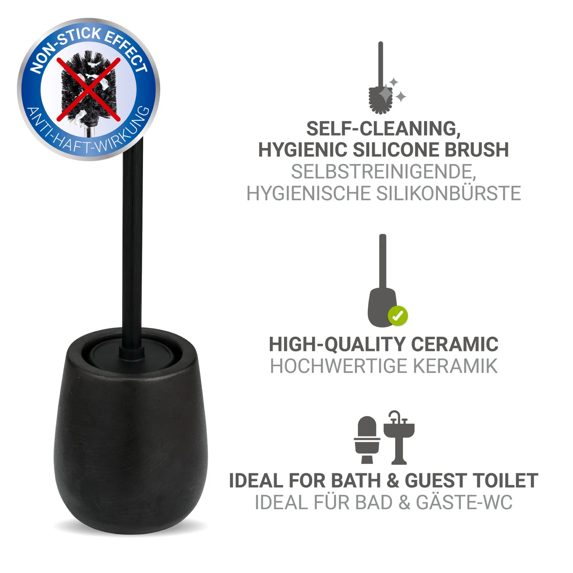 WENKO NERNO WC-Garnitur, Schwarz, Keramik