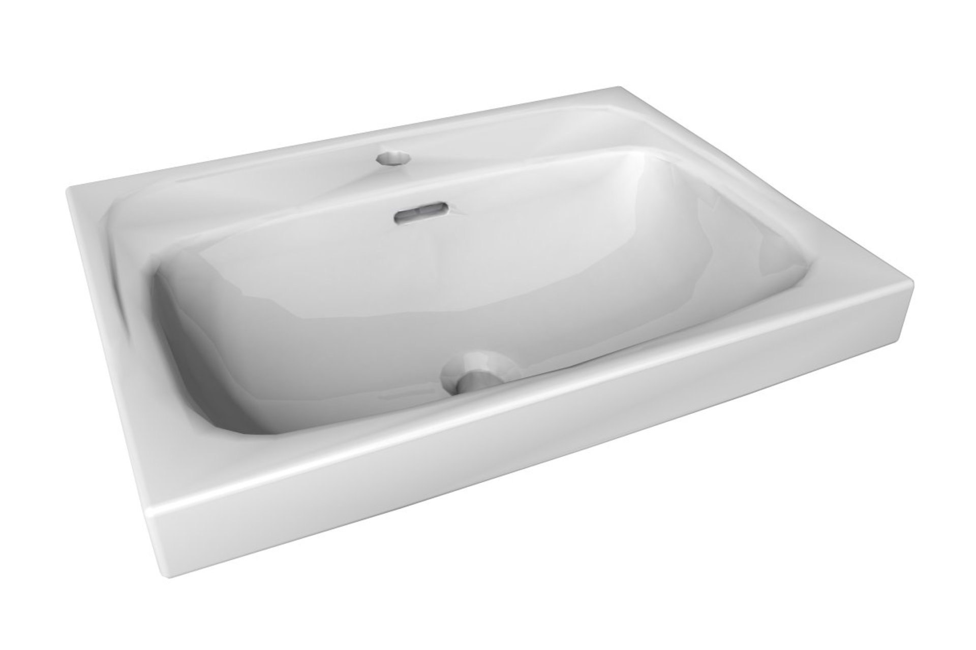 LANZET K1 Waschbecken Keramik 61 cm, Weiß