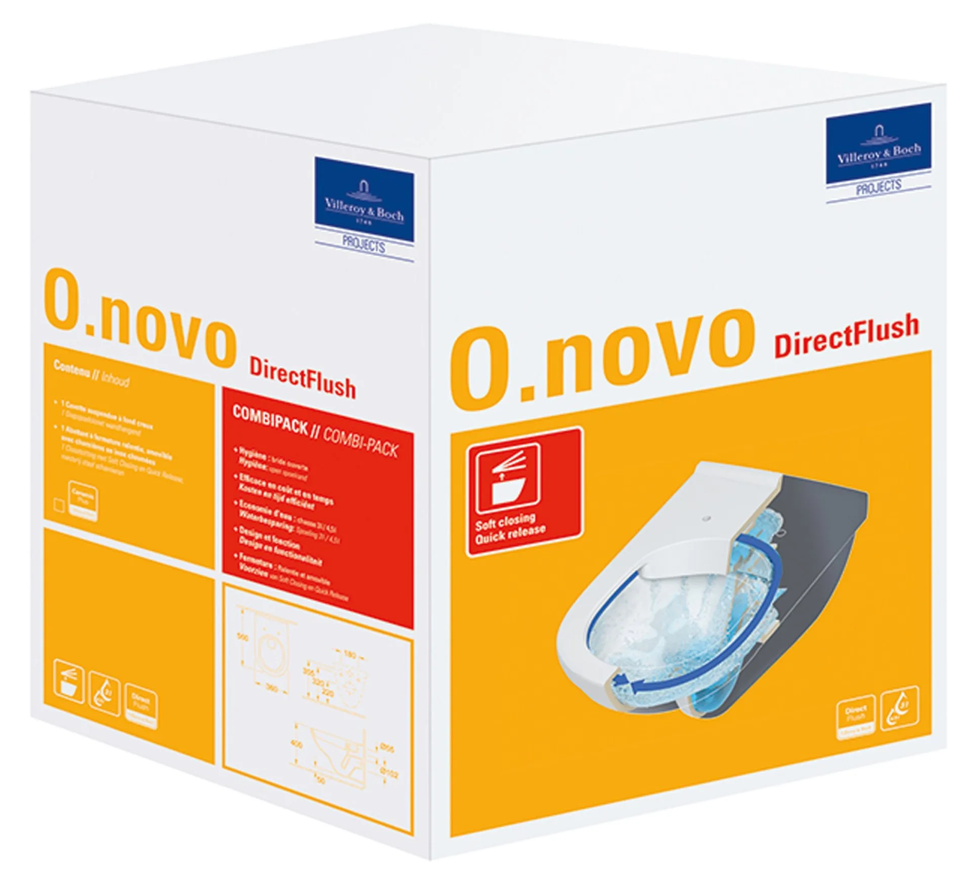 VILLEROY & BOCH O.NOVO Tiefspül-WC mit WC-Sitz, Weiß, spülrandlos