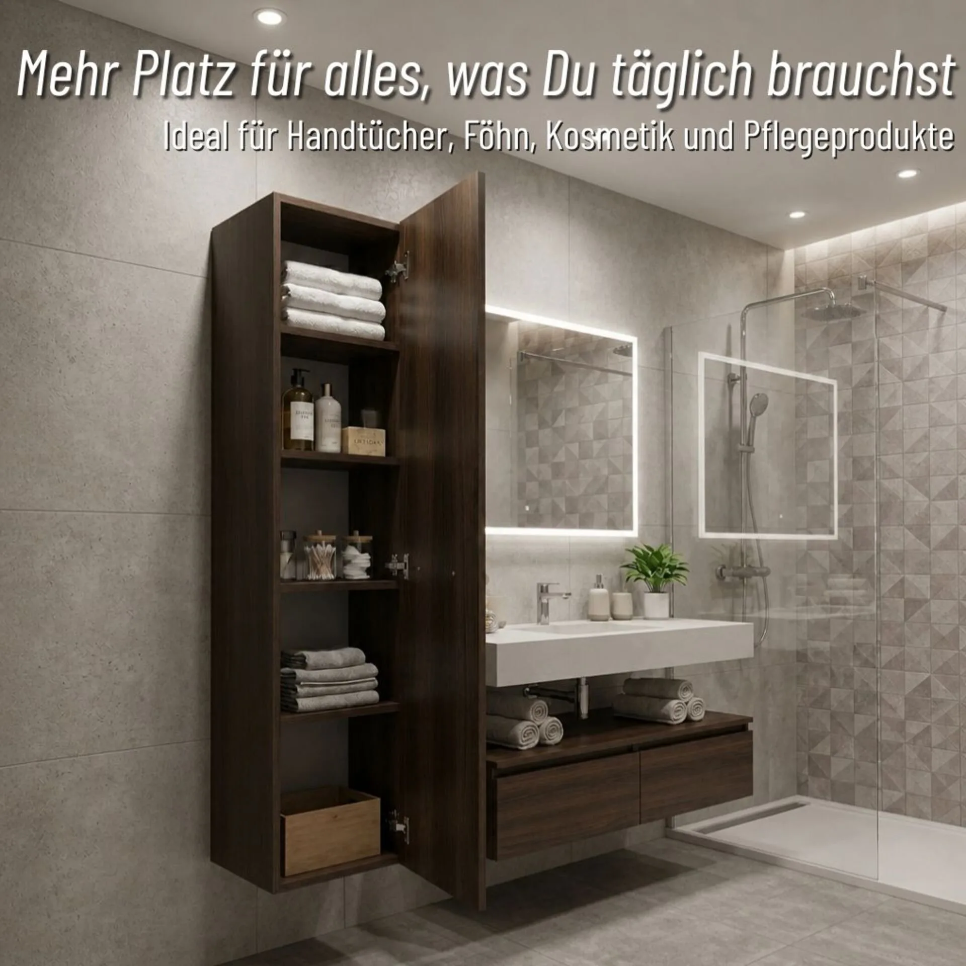 BADEDU OKA Hochschrank 30 cm breit, Braun