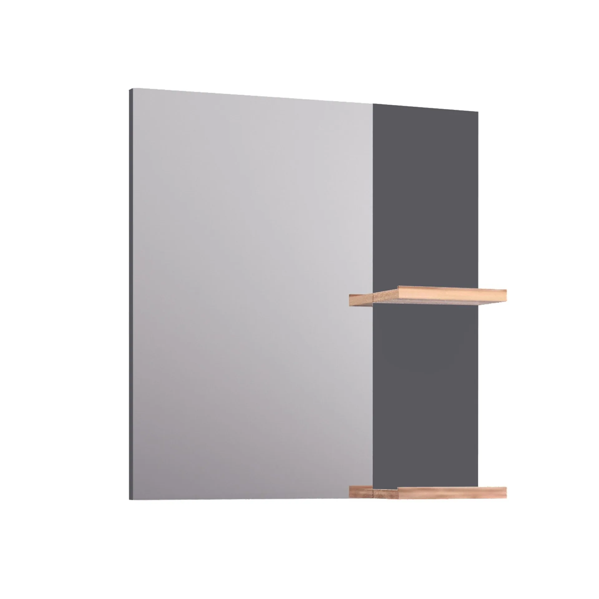 BADEDU HIERA Spiegel 59 cm breit, Anthrazit, zwei Ablagen
