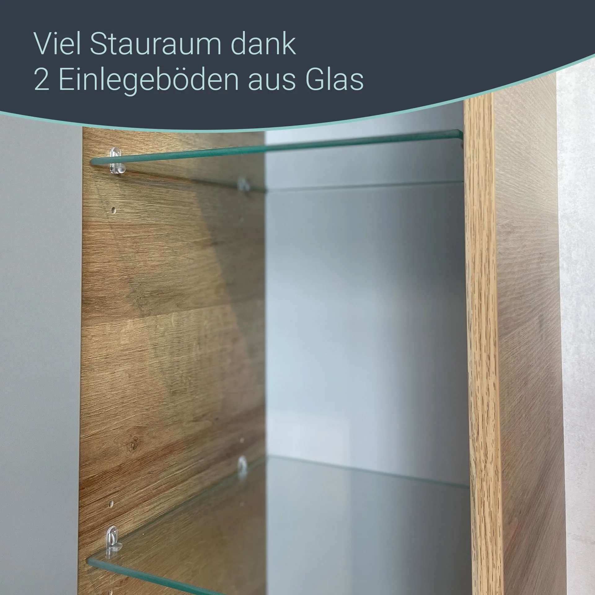 Fackelmann B.BRILLANT Midischrank, 30 cm breit, Anthrazit Glas/Braun hell