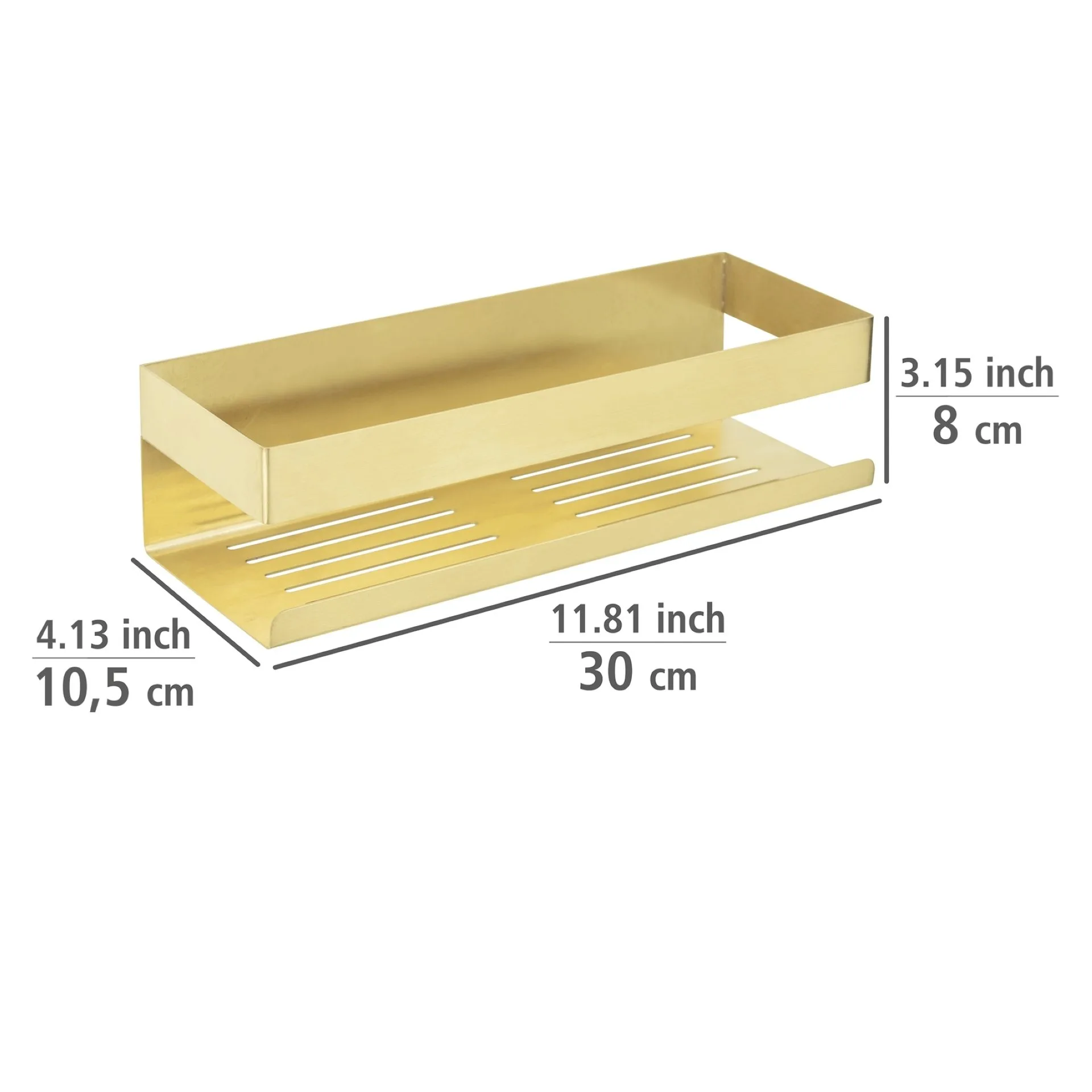 WENKO GENOVA Duschablage 30 cm breit, Gold, Befestigen ohne Bohren