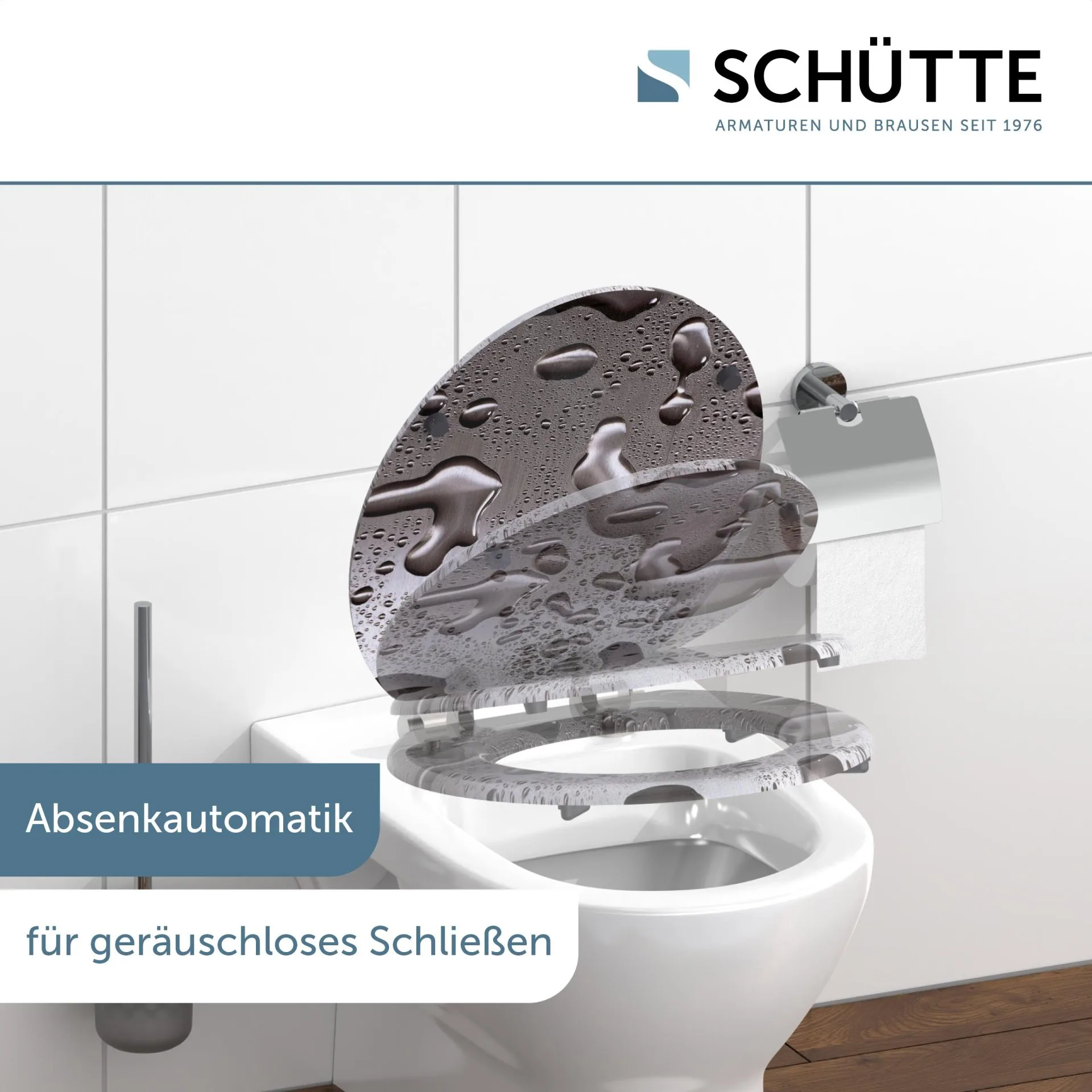 SCHÜTTE GREY STEEL WC-Sitz, Grau, MDF mit Absenkautomatik
