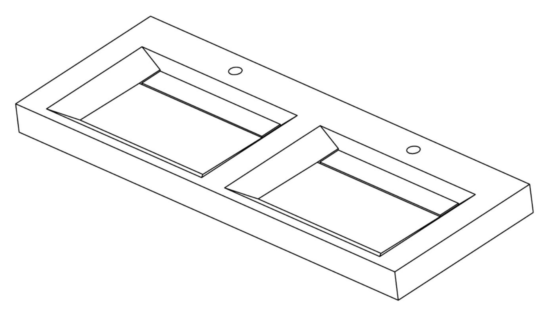 Waschbecken Naturstein BELLEZZA (140,5 cm) Bluestone, mit 2 Hahnlöchern, 100298