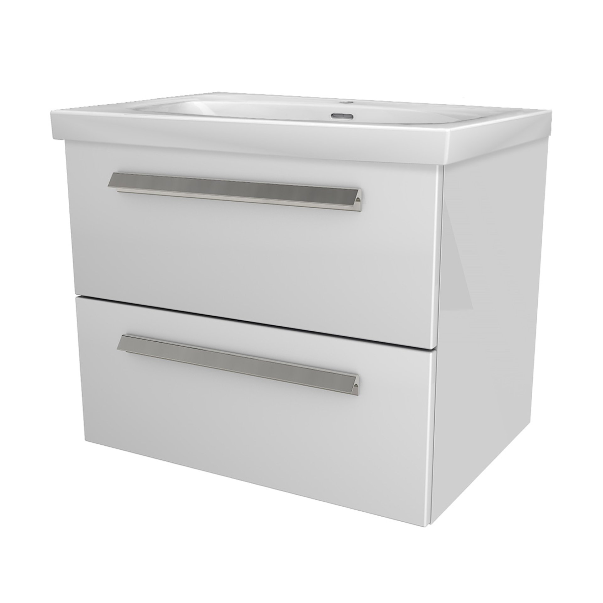 LANZET K1 Waschbecken mit Unterschrank, 61 cm breit, Weiß, Waschbecken Keramik Weiß