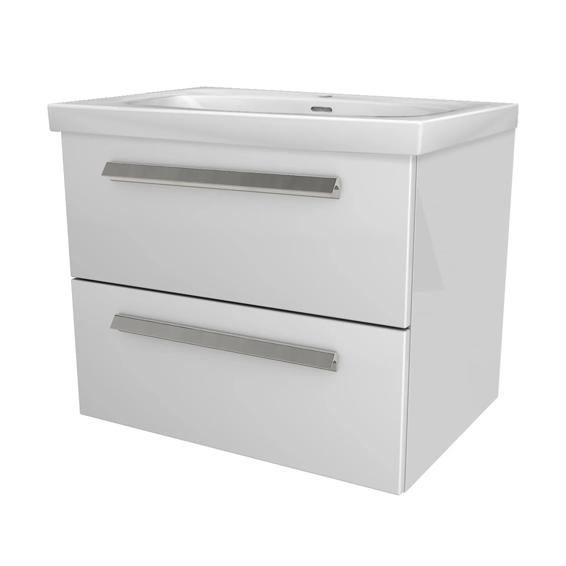 LANZET K1 Waschbecken mit Unterschrank, 61 cm breit, Weiß, Waschbecken Keramik Weiß