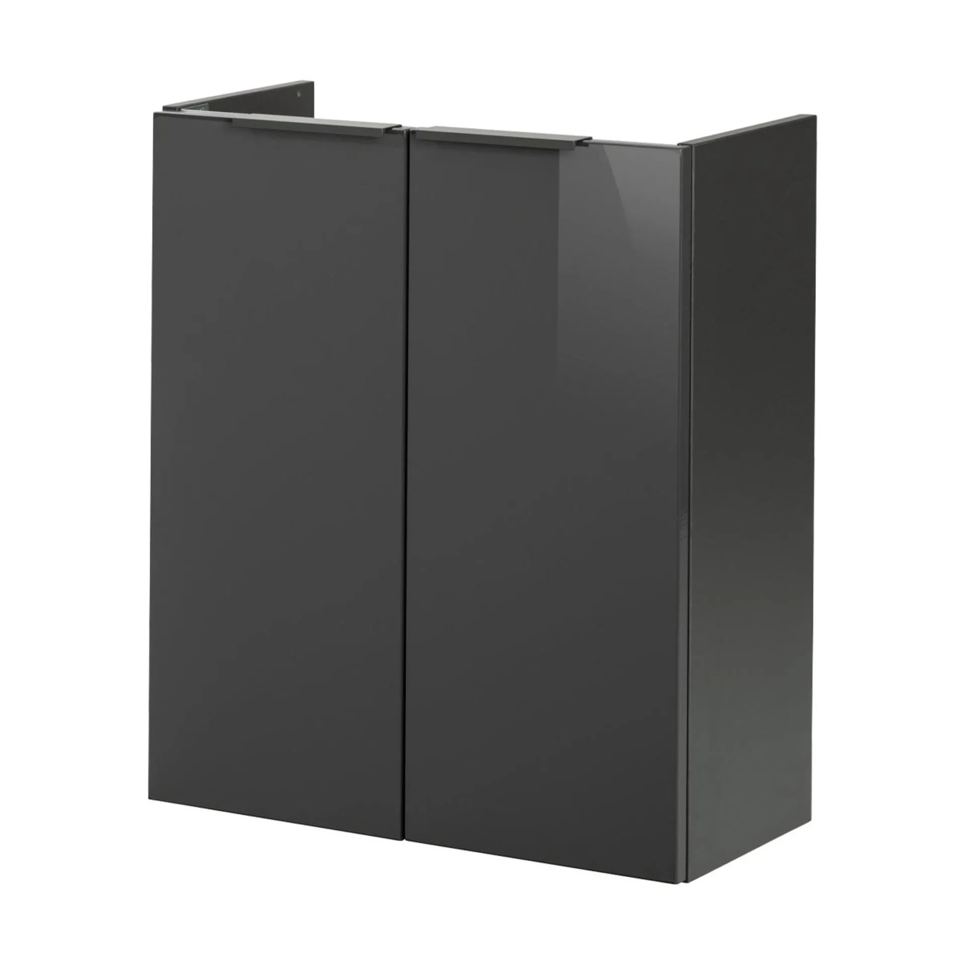 FACKELMANN SBC LUNA Waschbeckenunterschrank Gäste WC 55 cm breit, Anthrazit, 2 Türen