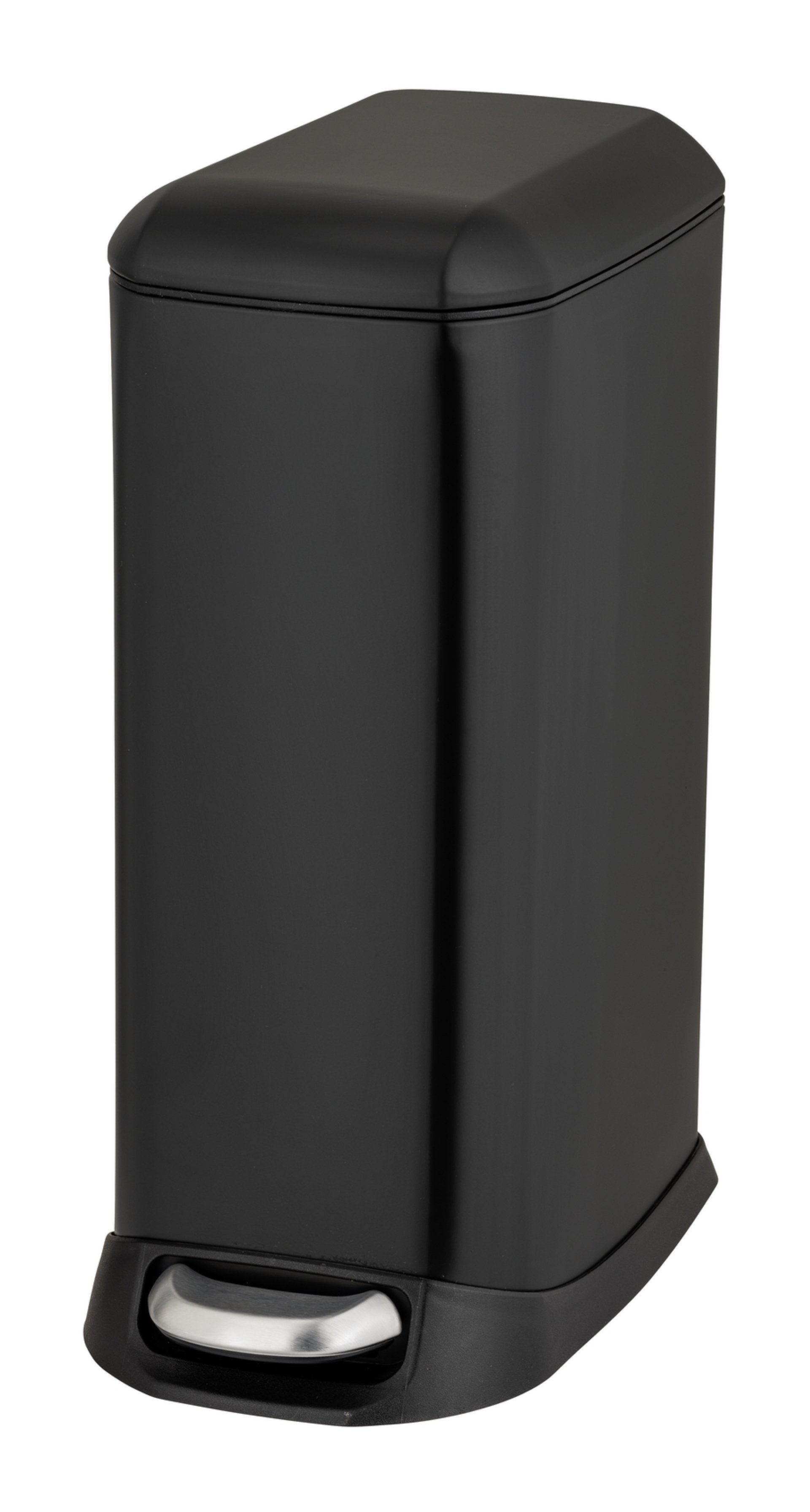 WENKO DESIGN Mülleimer 20 Liter, Schwarz, mit Absenkautomatik