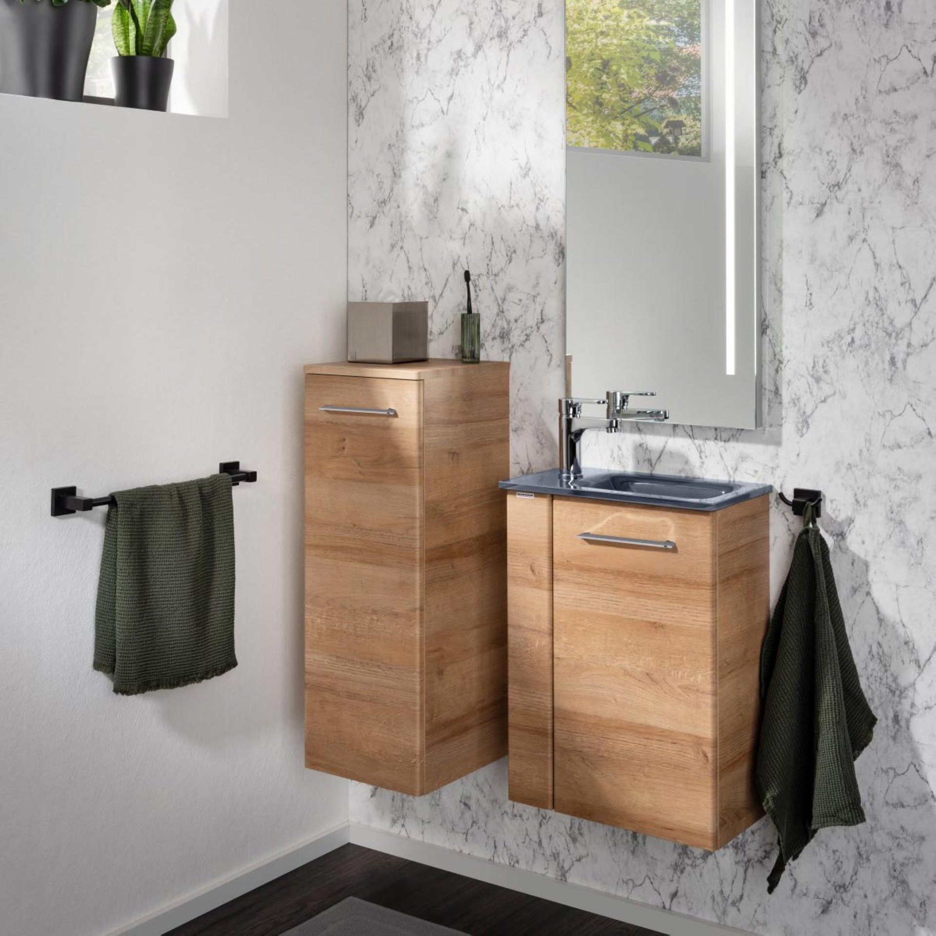 Fackelmann SBC MILANO Waschbeckenunterschrank 45 cm, Braun hell, rechts
