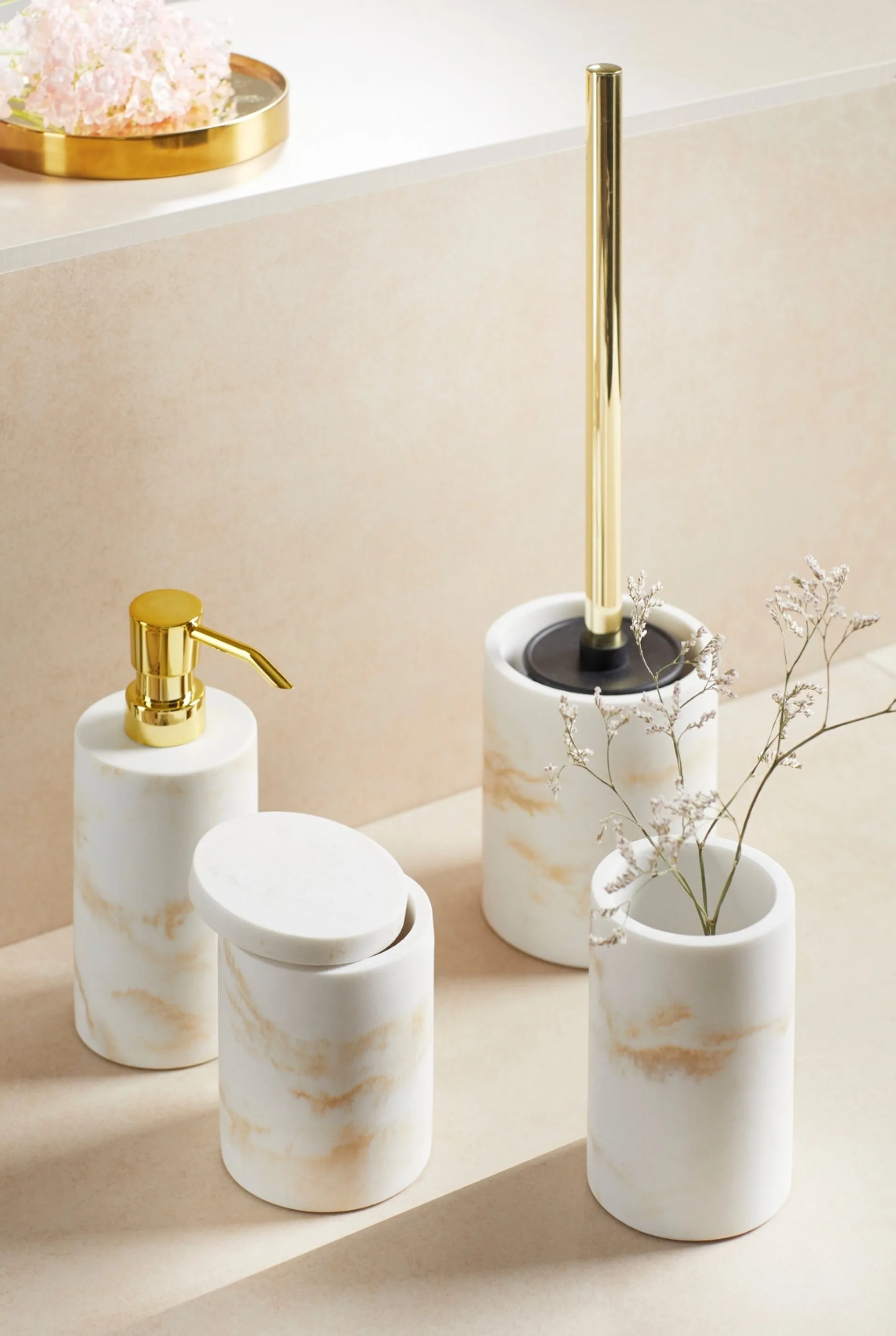 WENKO ODOS WC-Garnitur, Beige/Gold