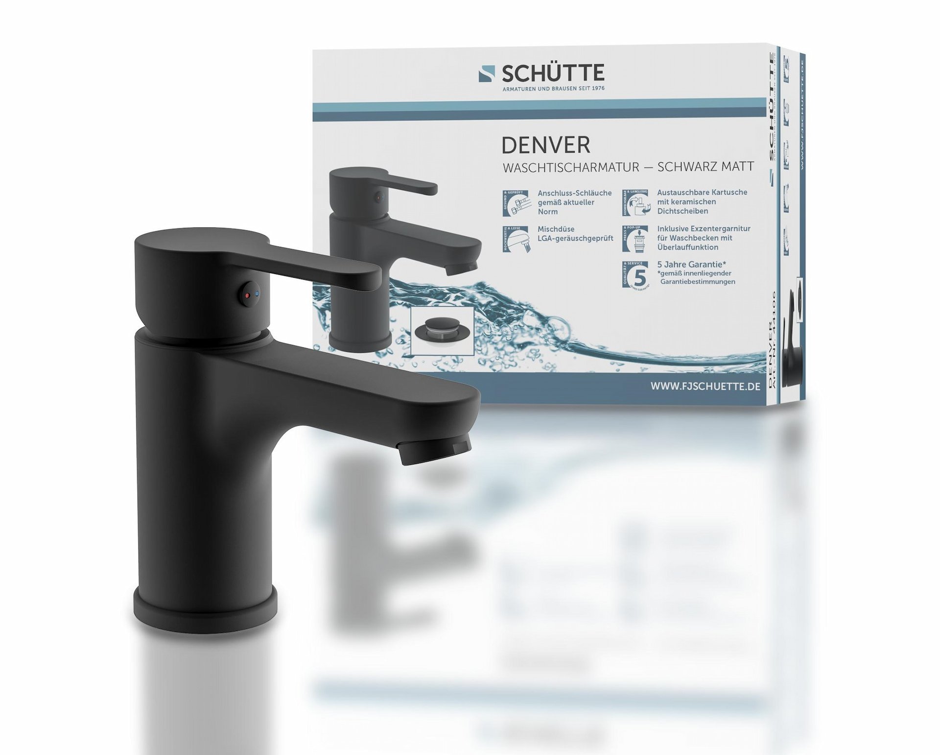 Schütte DENVER Waschtischarmatur, Schwarz matt