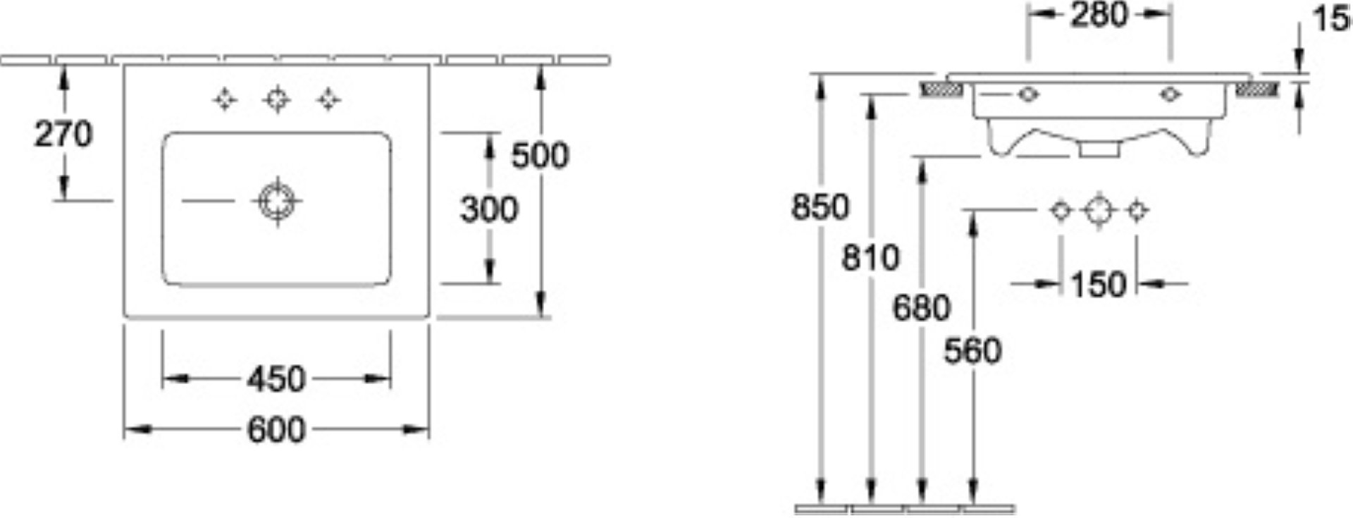 VILLEROY & BOCH VENTICELLO Waschbecken 60 cm breit, Weiß, mit Überlauf, CeramicPlus