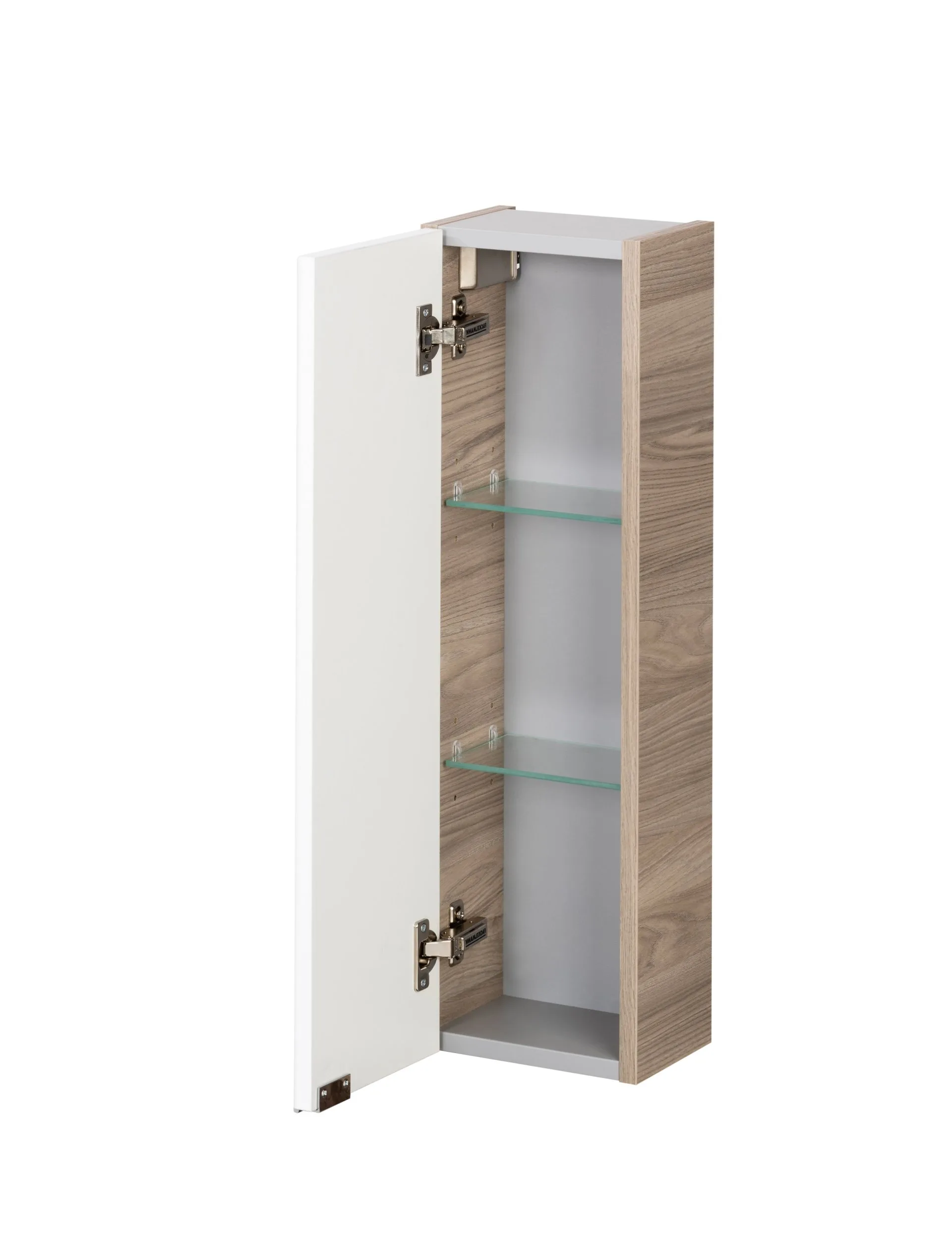 FACKELMANN LUXOR Hängeschrank 20 cm breit, Weiß/Braun hell, Türanschlag links