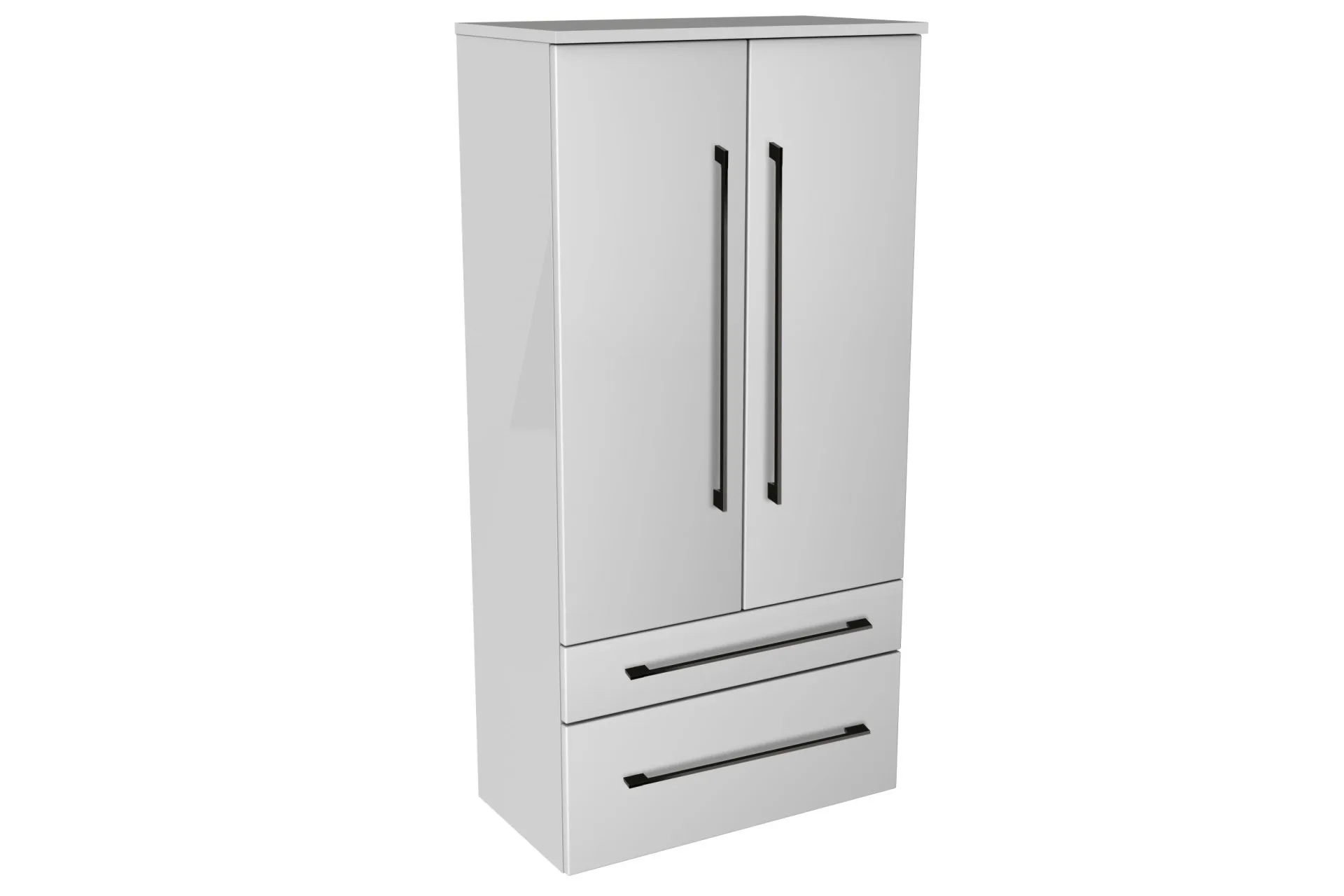 LANZET Doppel Midischrank 60 cm breit, Weiß, 2 Schubladen