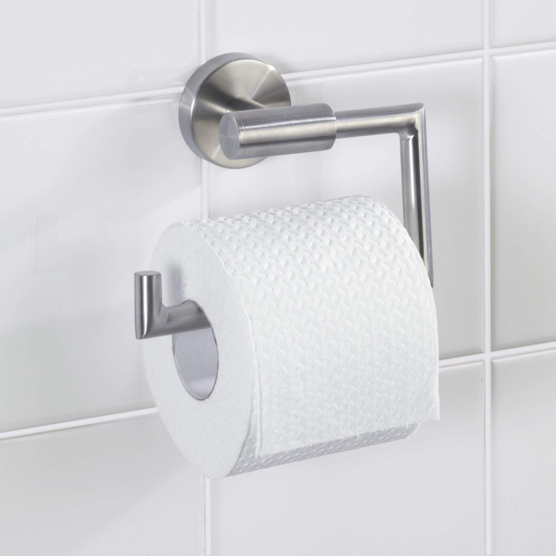 WENKO BOSIO Toilettenpapierhalter, Chrom matt, Edelstahl rostfrei