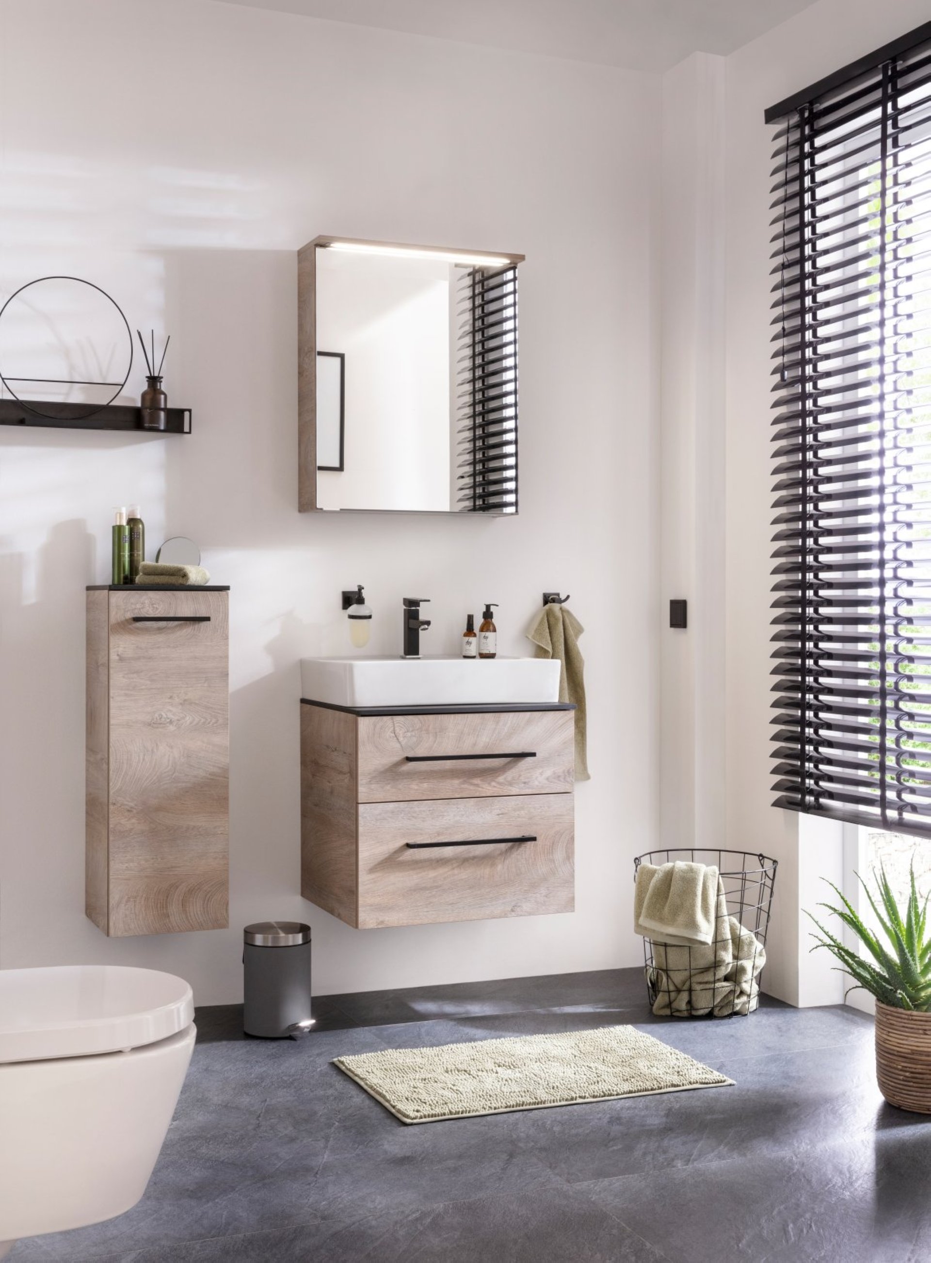 Fackelmann OXFORD Waschtischplatte 60,6 cm, Schwarz Schieferstruktur