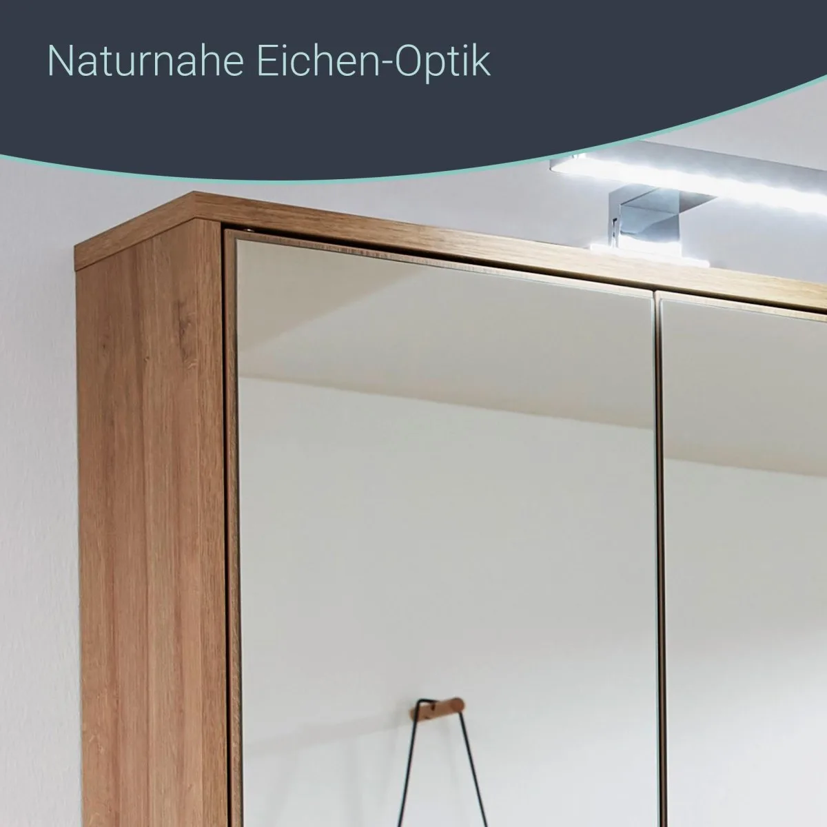 FACKELMANN FINN Spiegelschrank 60 cm breit, Braun hell