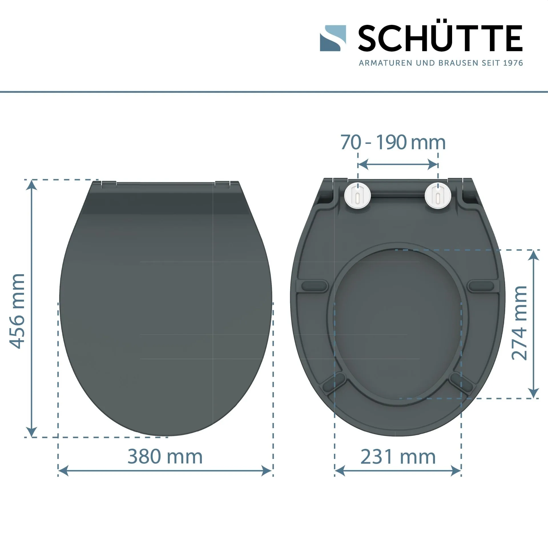 SCHÜTTE SLIM ANTHRAZIT WC-Sitz, Kunststoff, mit Absenkautomatik und Schnellverschluss