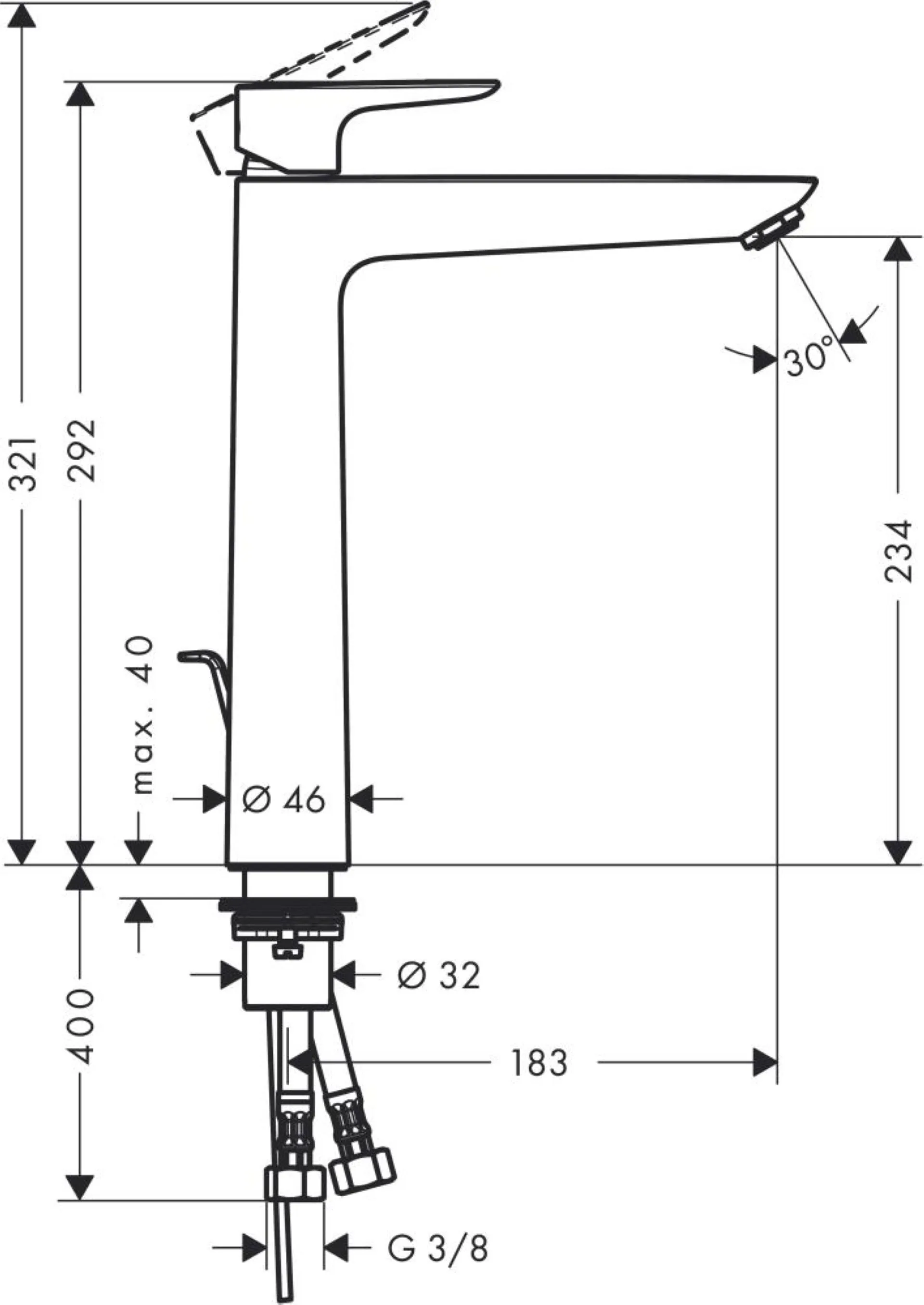 HANSGROHE TALIS E 240 Waschtischarmatur, Chrom, mit Ablaufgarnitur