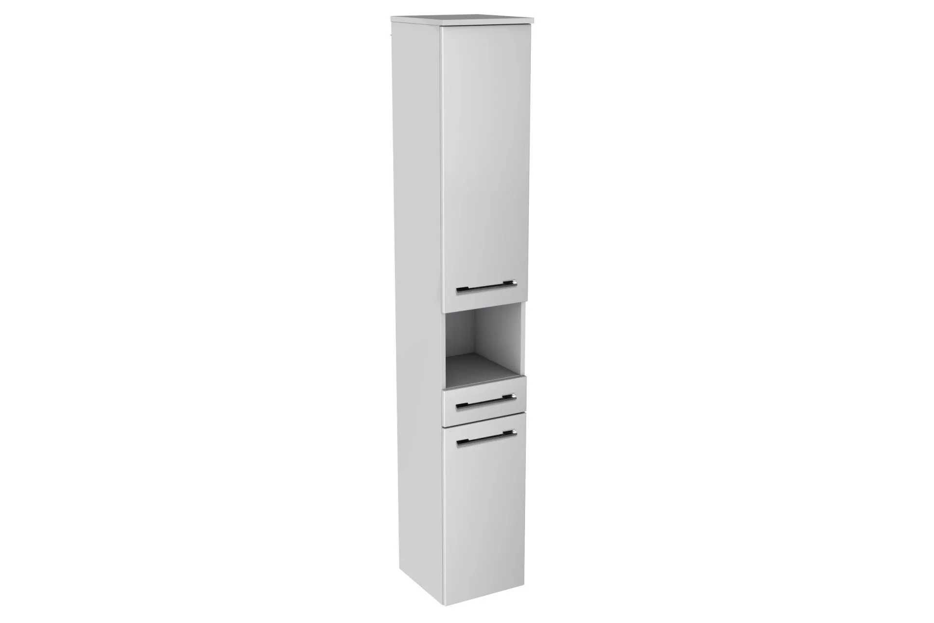 LANZET Hochschrank 30 cm breit, Weiß, Türanschlag rechts + Schublade + Nische