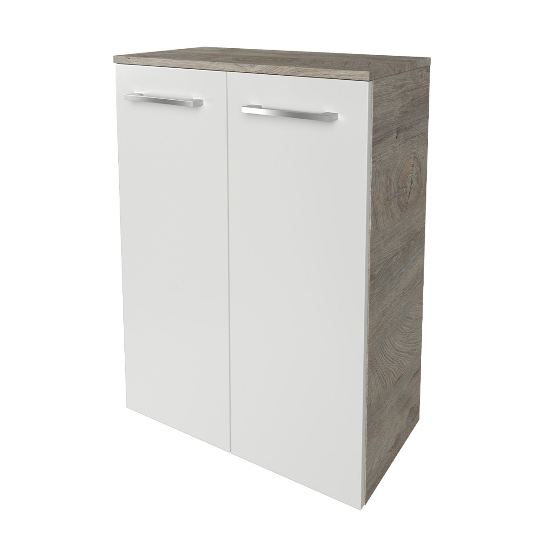 FACKELMANN B.STYLE Doppel Midischrank 60 cm breit, Weiß/Braun