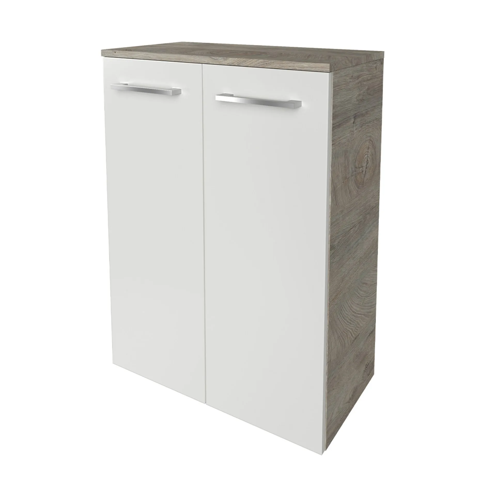 FACKELMANN B.STYLE Doppel Midischrank 60 cm breit, Weiß/Braun hell